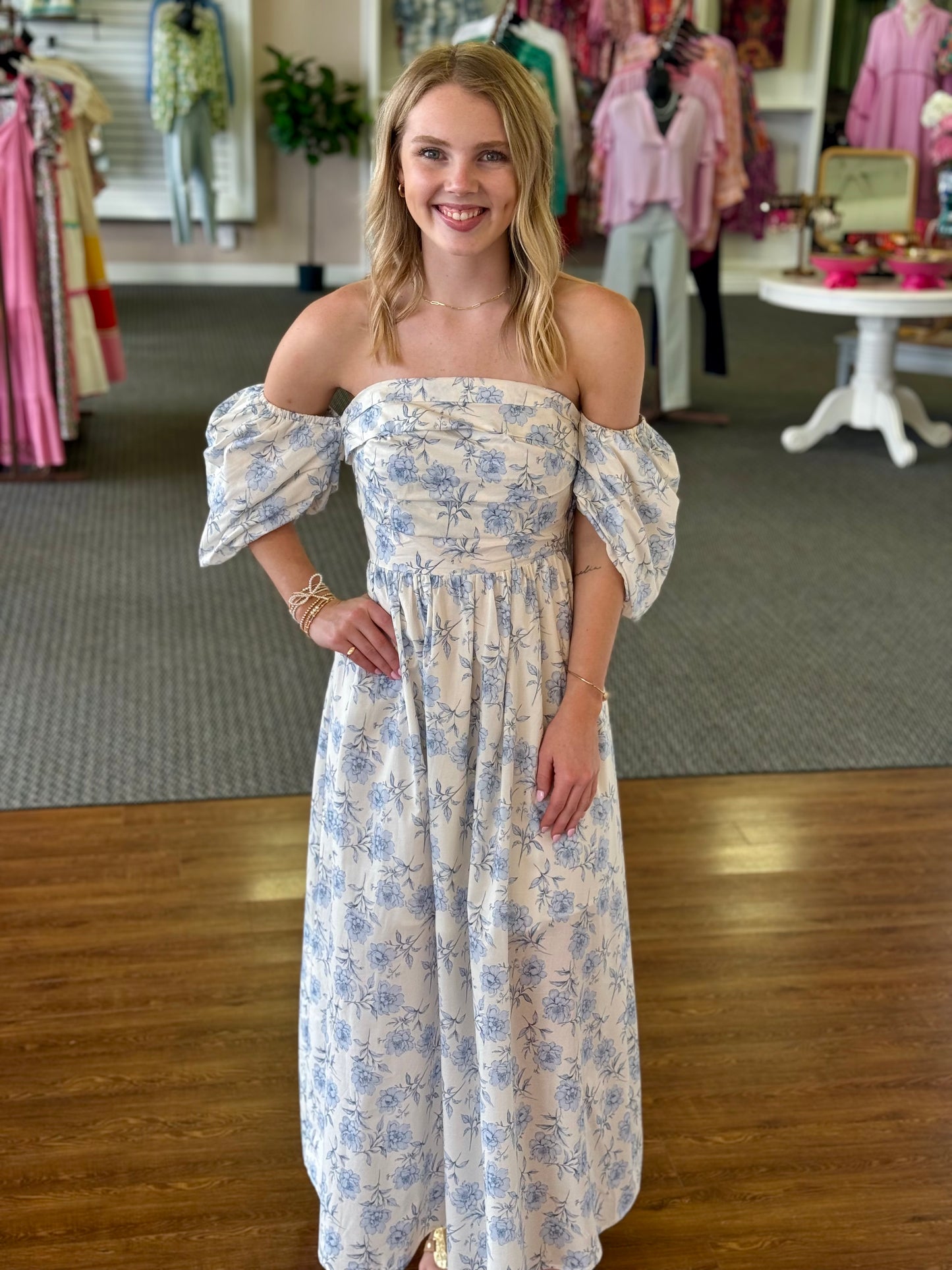 Azure Floral Maxi Dress