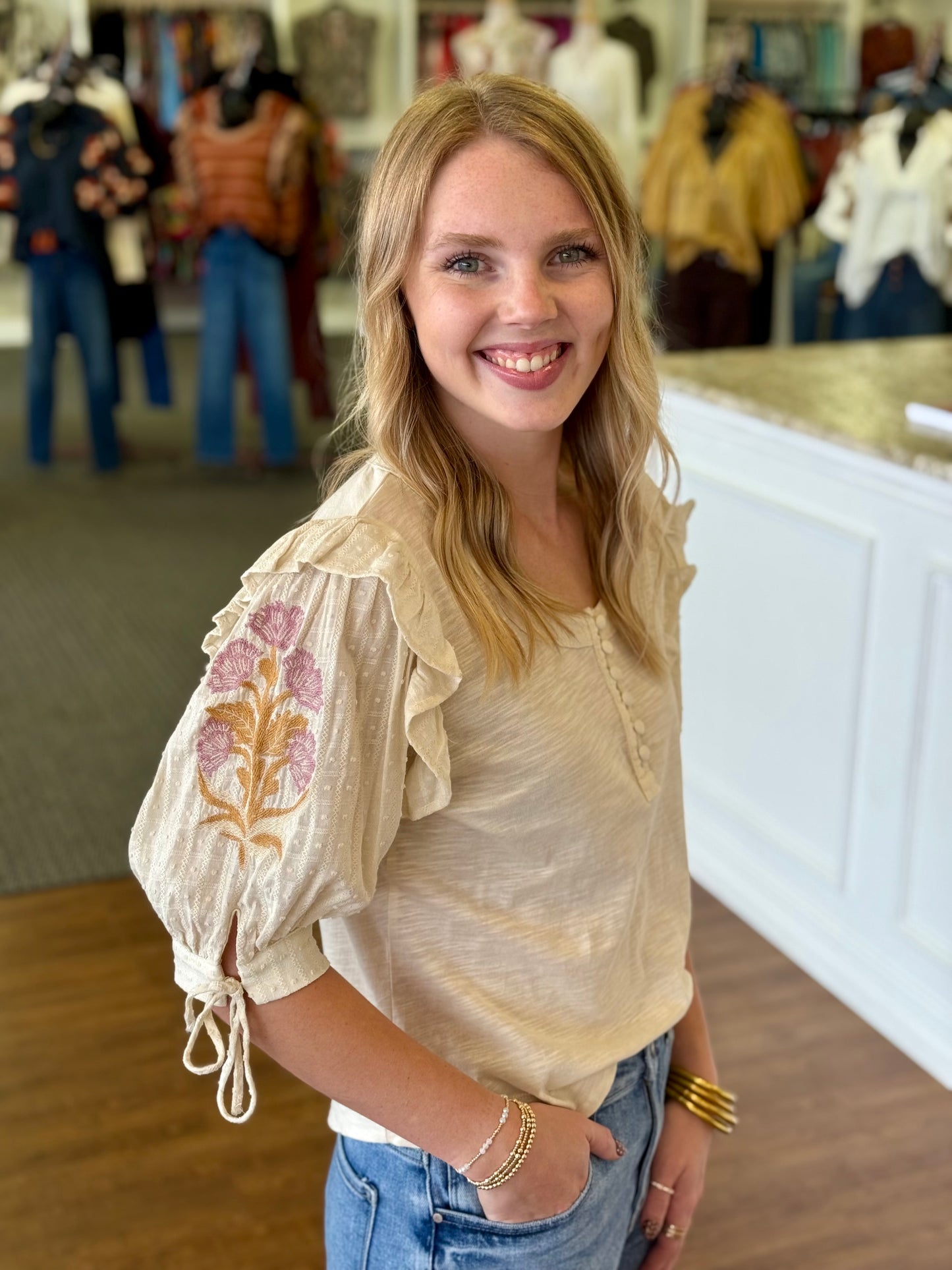 Keely Vintage Cream Top