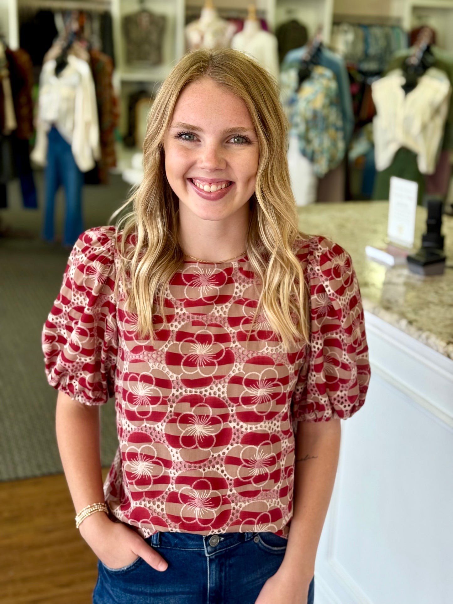 Dotted Floral Lace Top