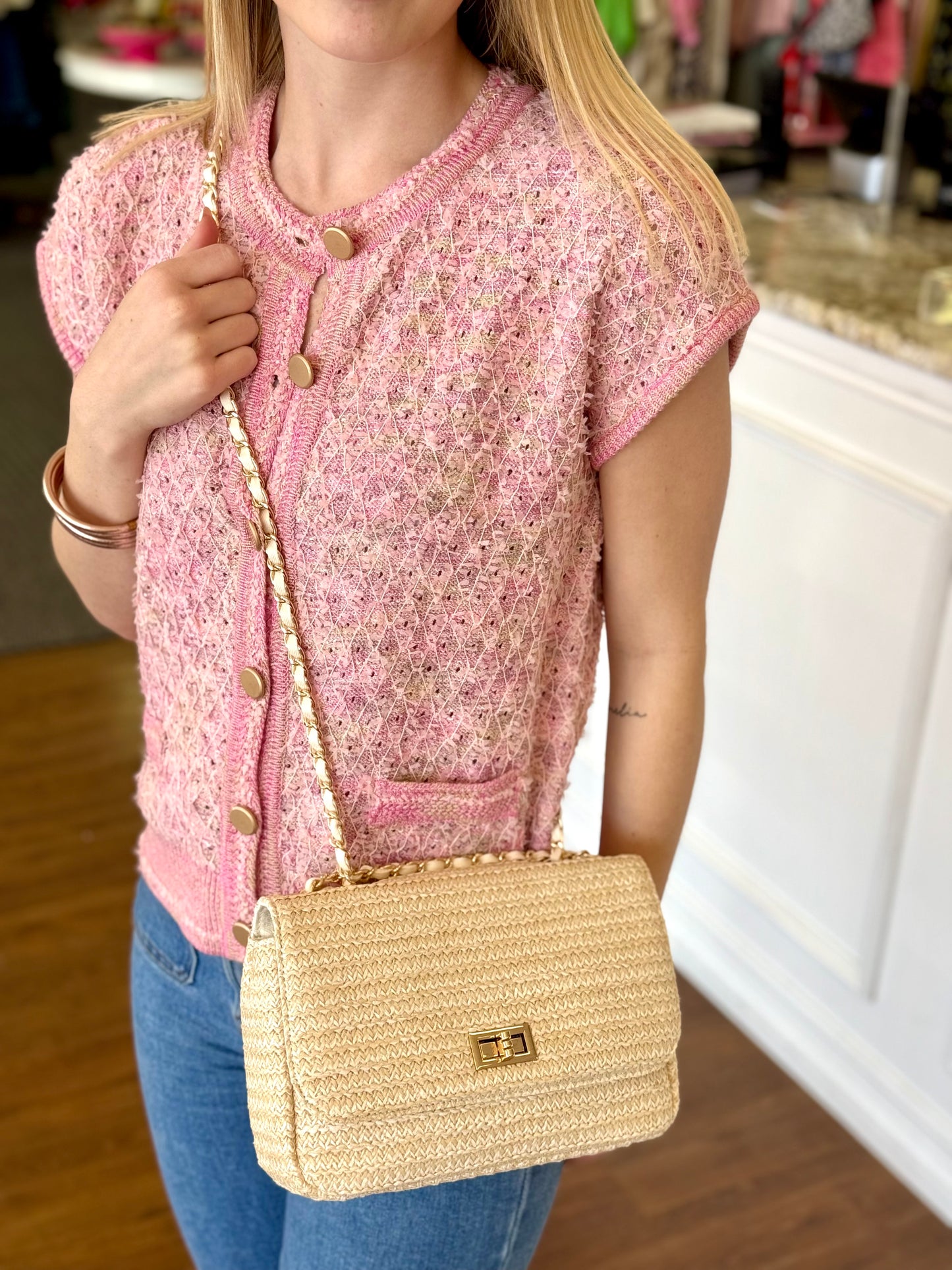 Natural Straw Crossbody Purse