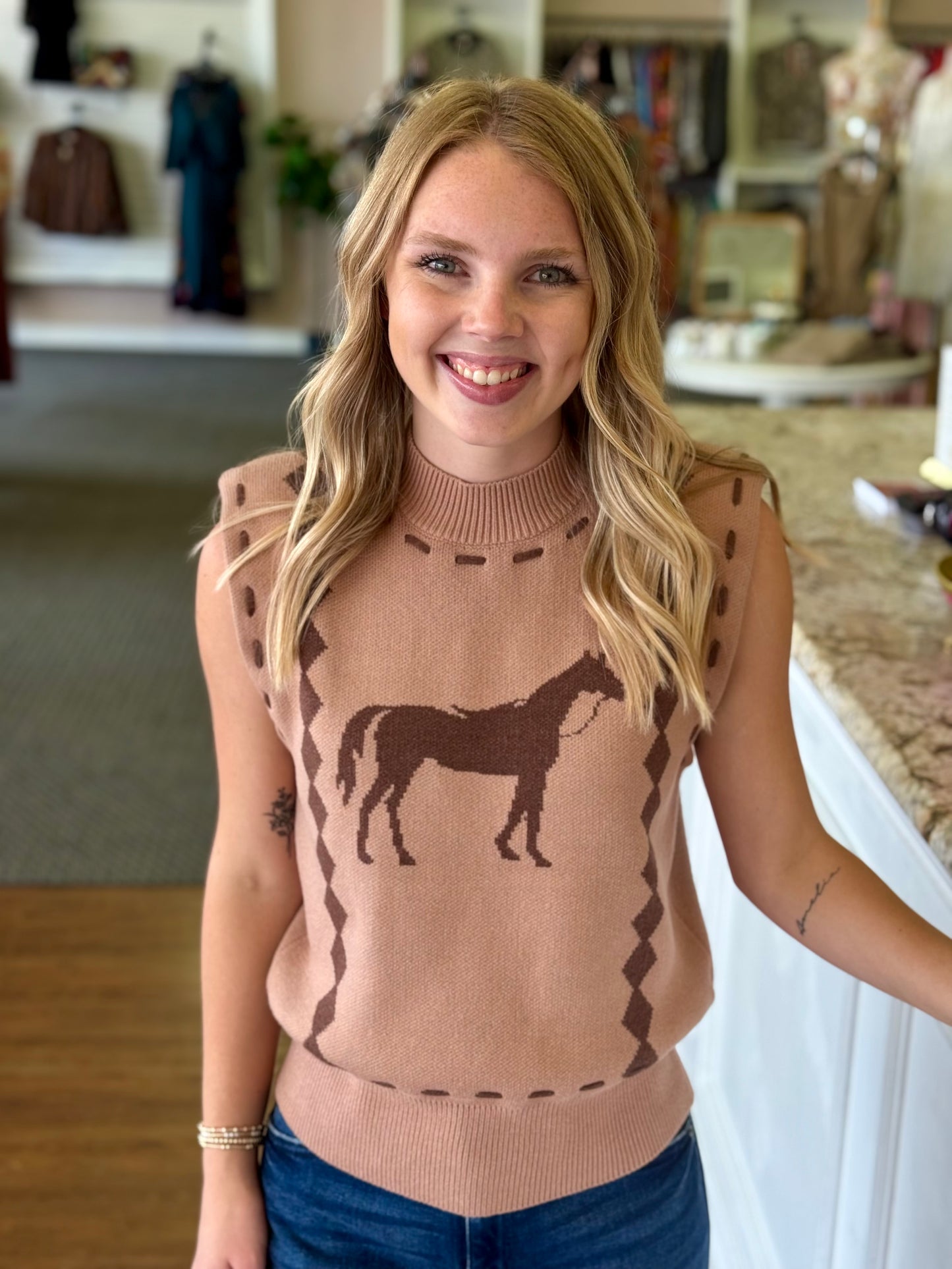 Roany Horse Vest - Brown