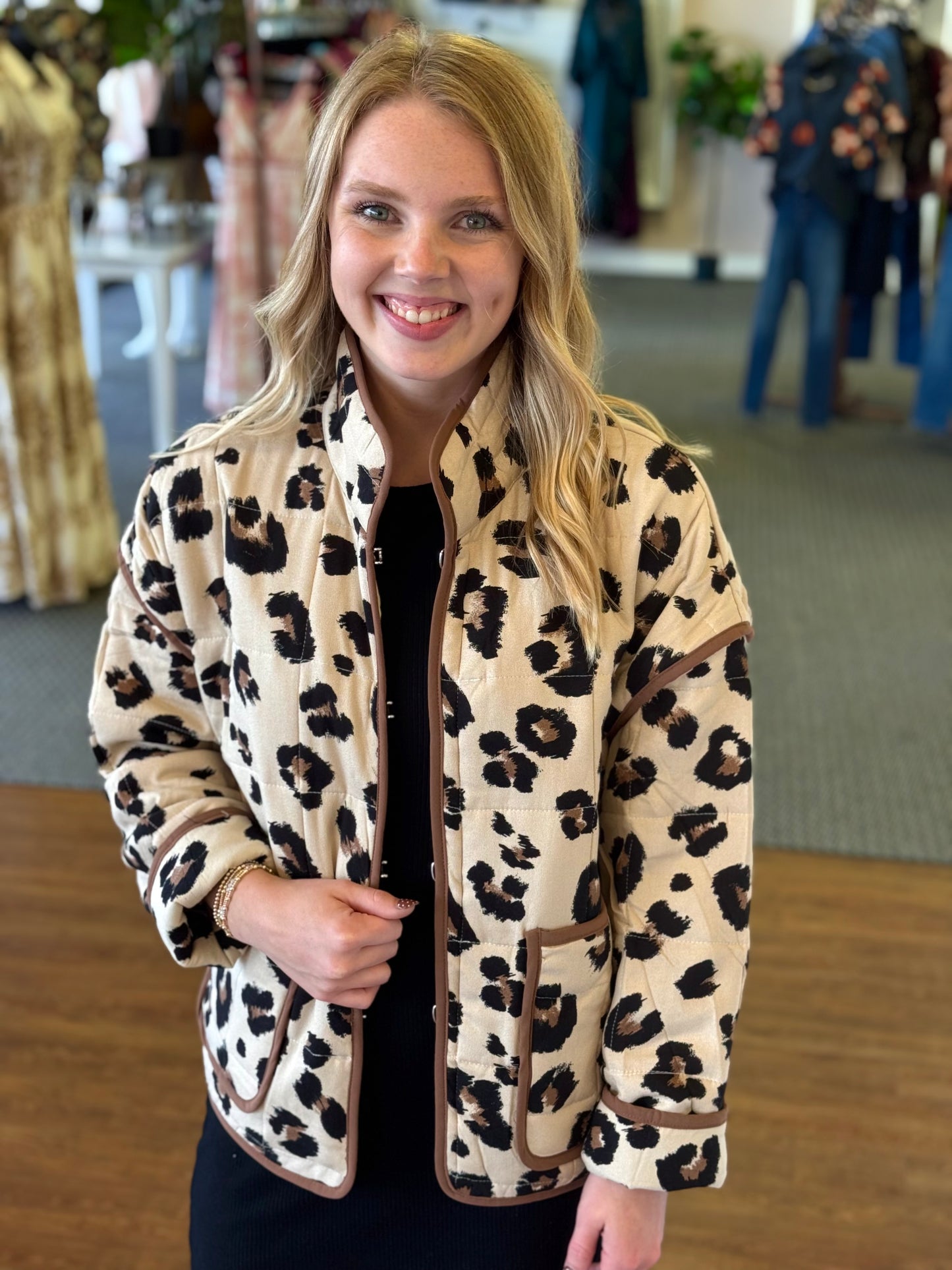 Juniper Animal Print Quilted Jacket