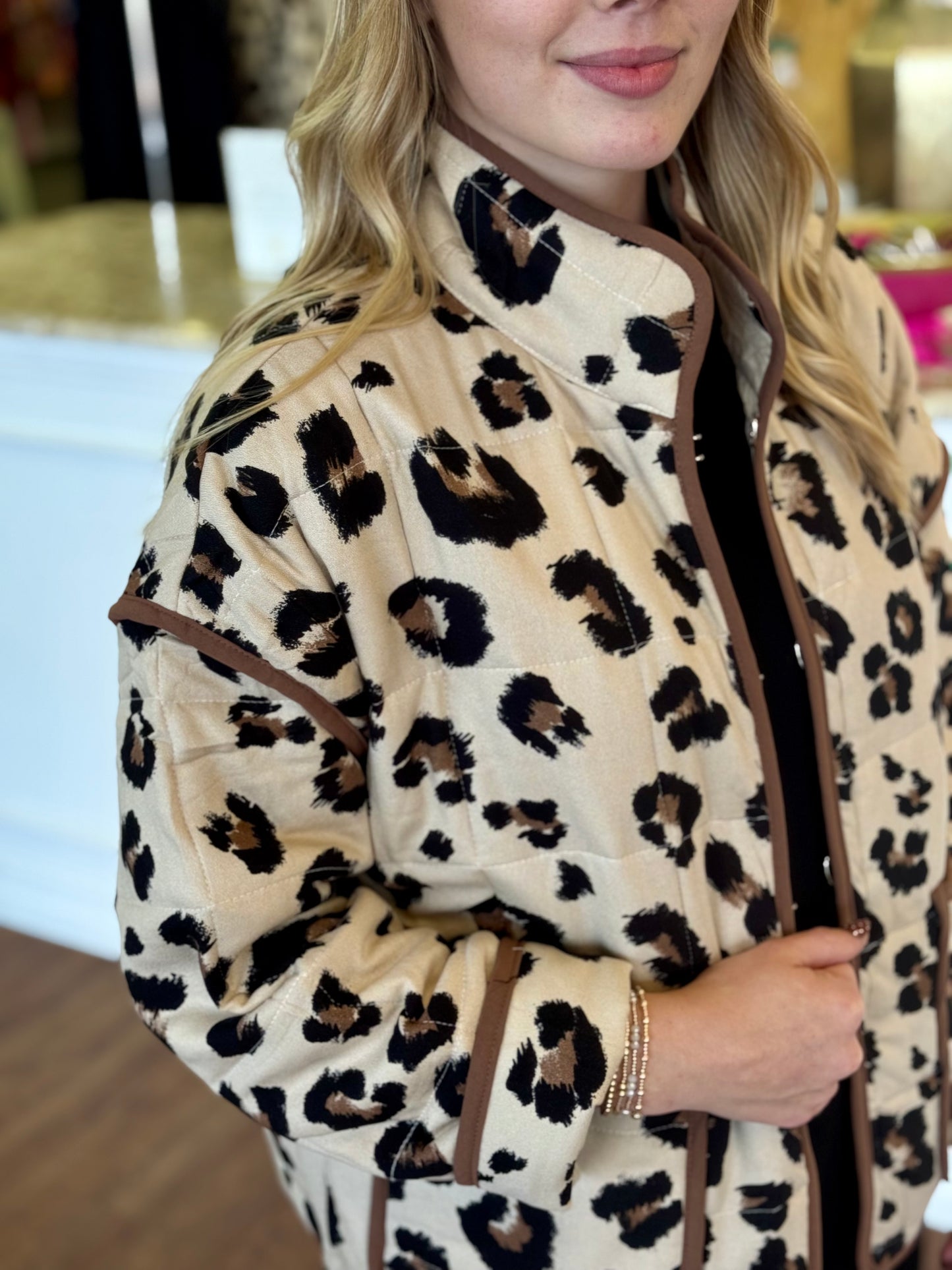 Juniper Animal Print Quilted Jacket