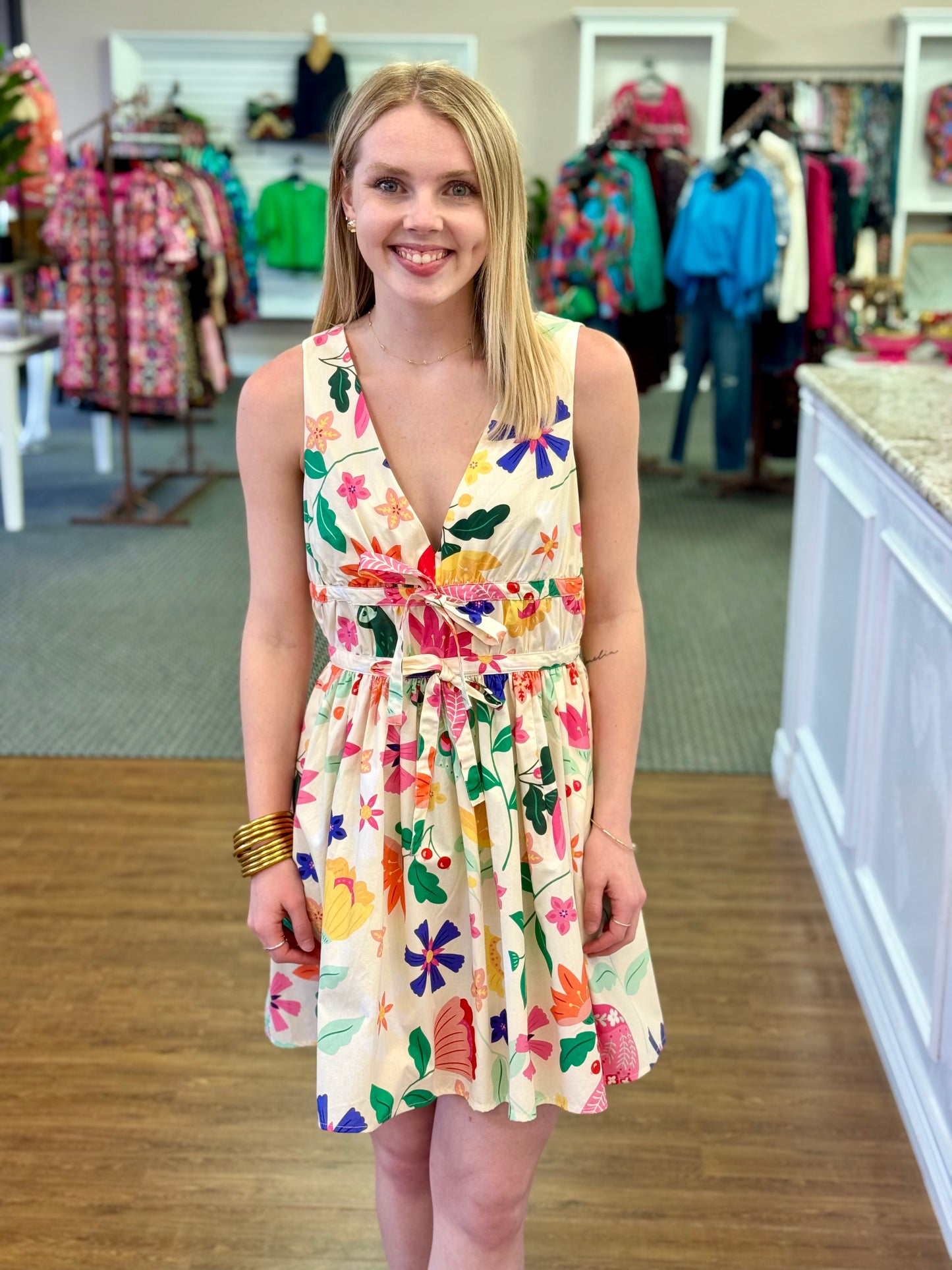 Pretty Peacock Poplin Dress