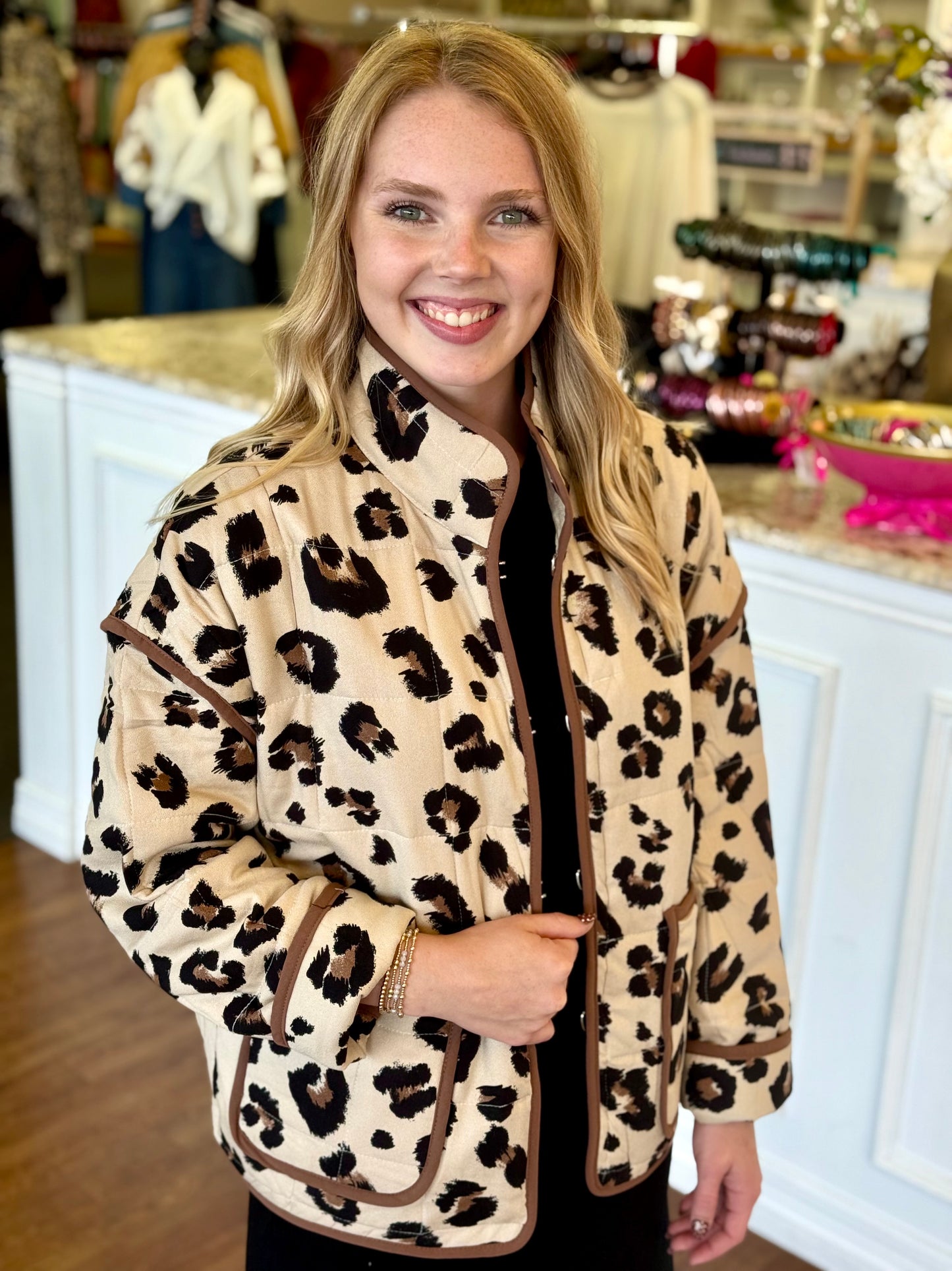 Juniper Animal Print Quilted Jacket