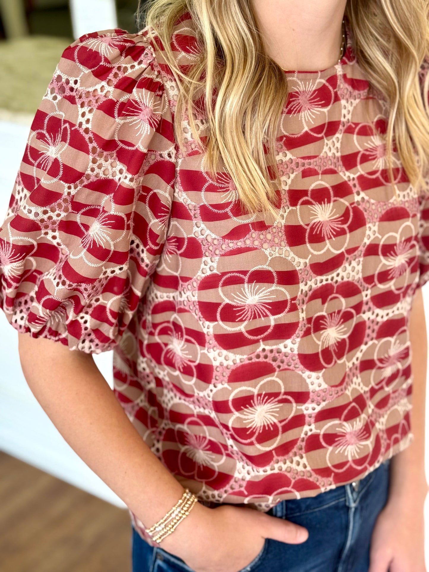 Dotted Floral Lace Top