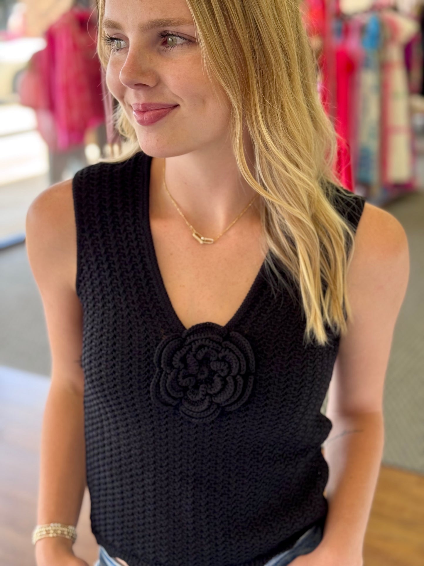 Nara Rosette Crochet Top