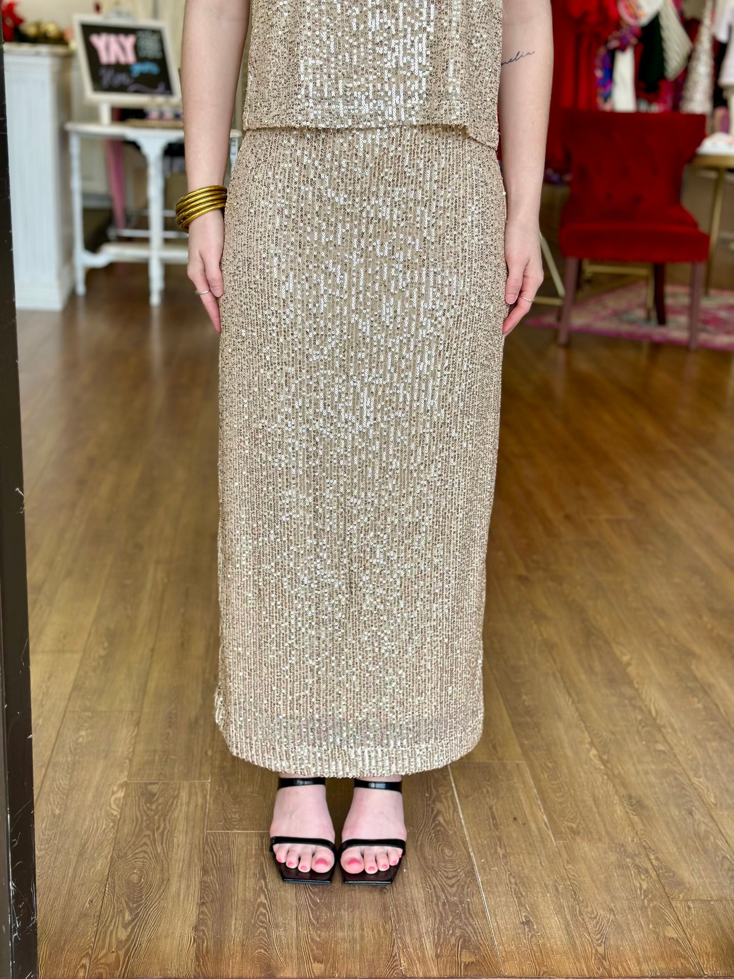 Saturn Sequin Midi Skirt