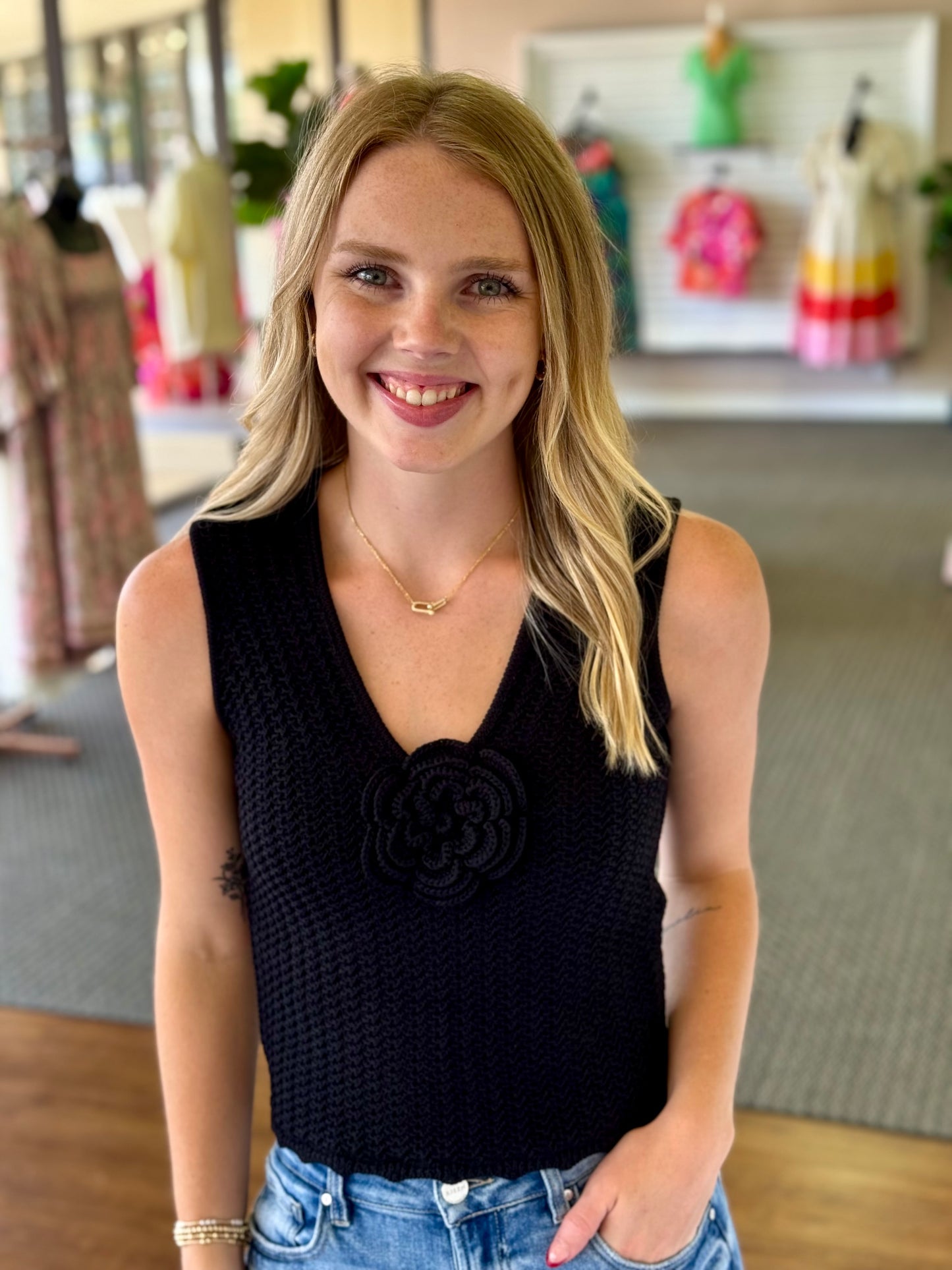 Nara Rosette Crochet Top