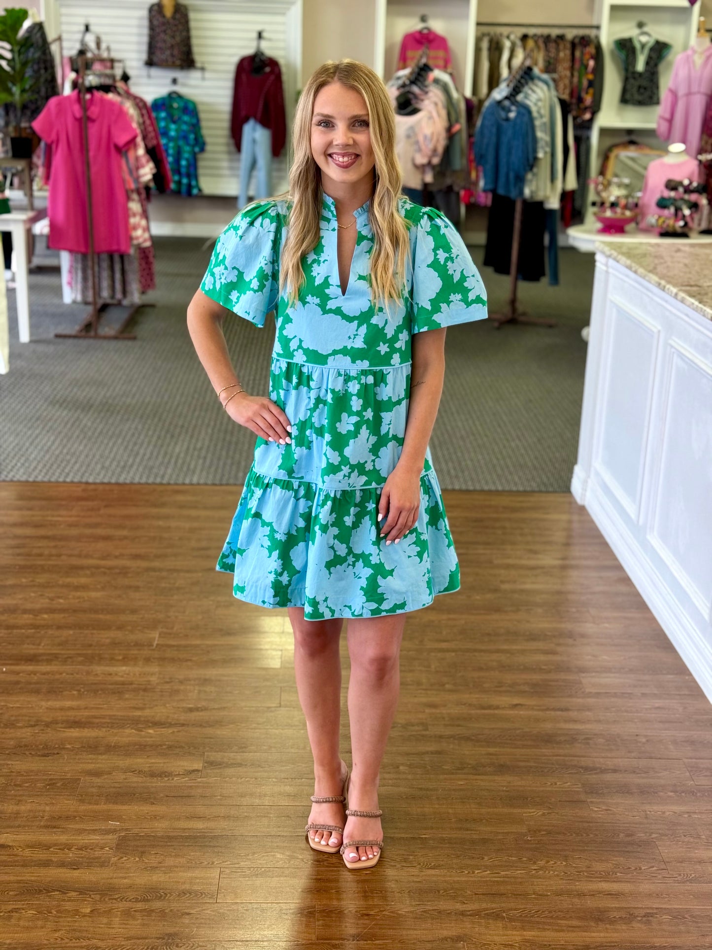 Riona Floral Candace Tiered Mini Dress