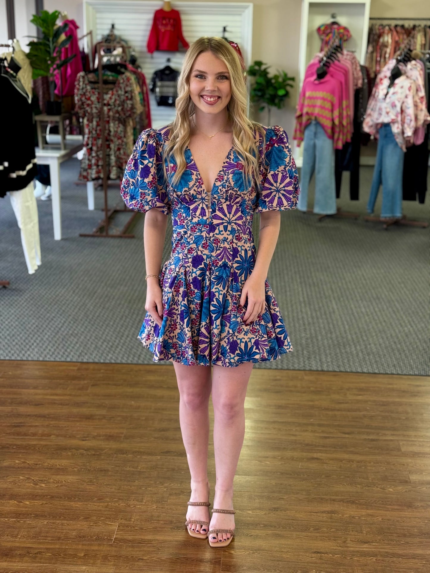 Diya Floral Puff Sleeve Mini Dress