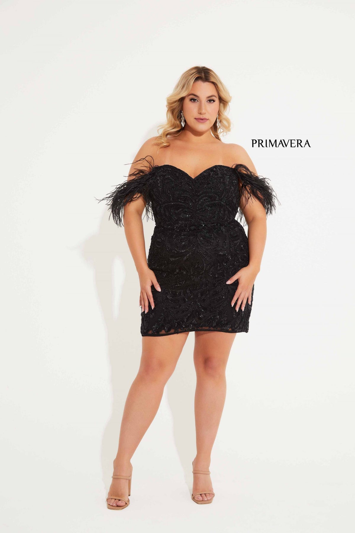 Bellamy Black Feather Mini Dress
