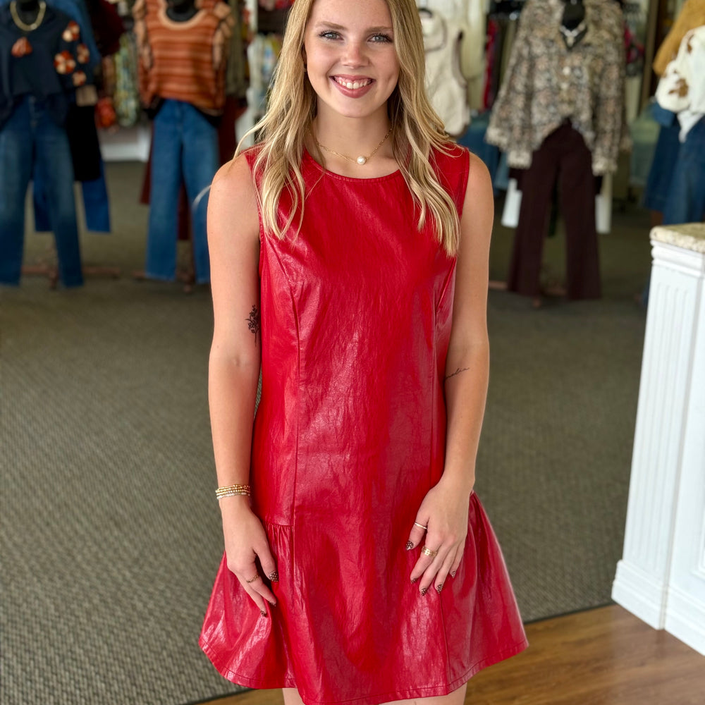 Ruby Red Leather Dress