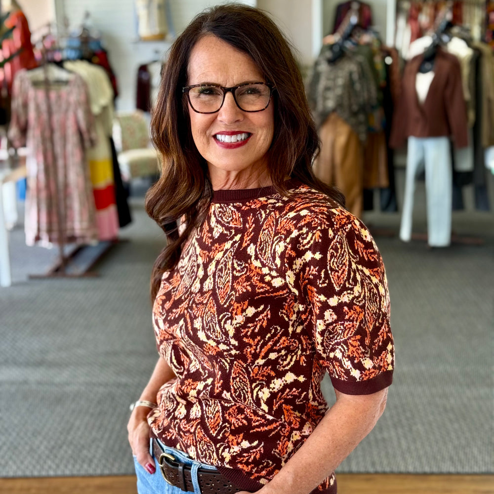Intarsia Paisley Sweater