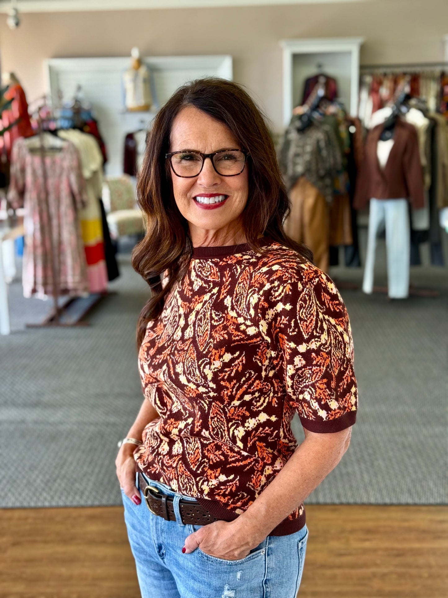 Intarsia Paisley Sweater