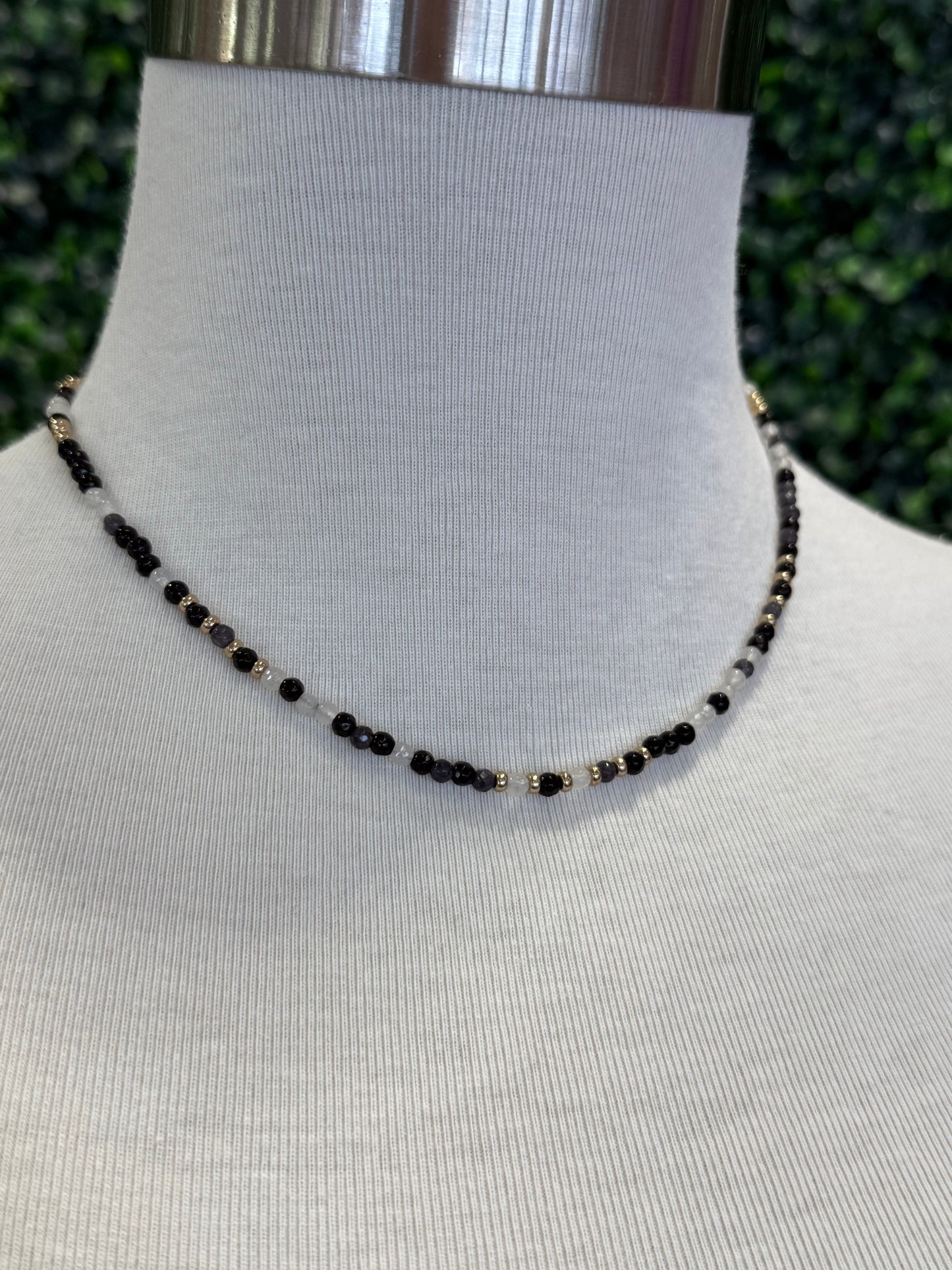 Black White Bead Necklace