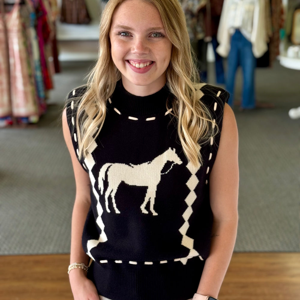 Roany Horse Vest -Black