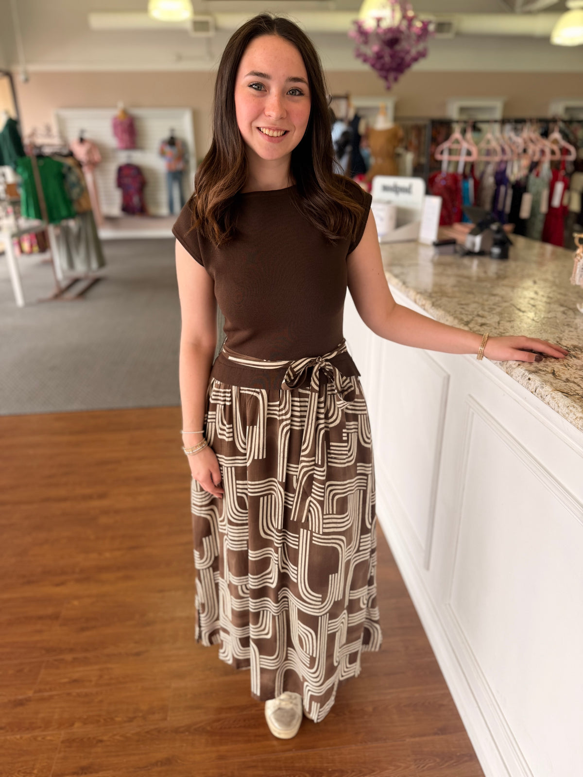 The Elowen Mixed Media Midi Dress