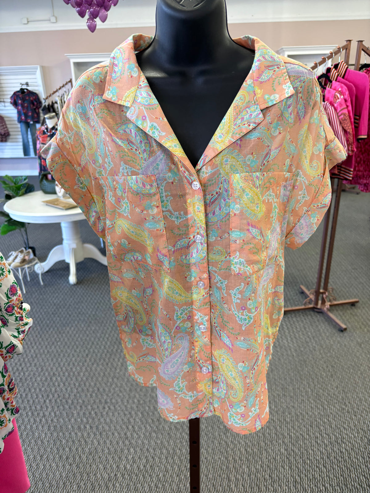 The Capri Paisley Button Down Top
