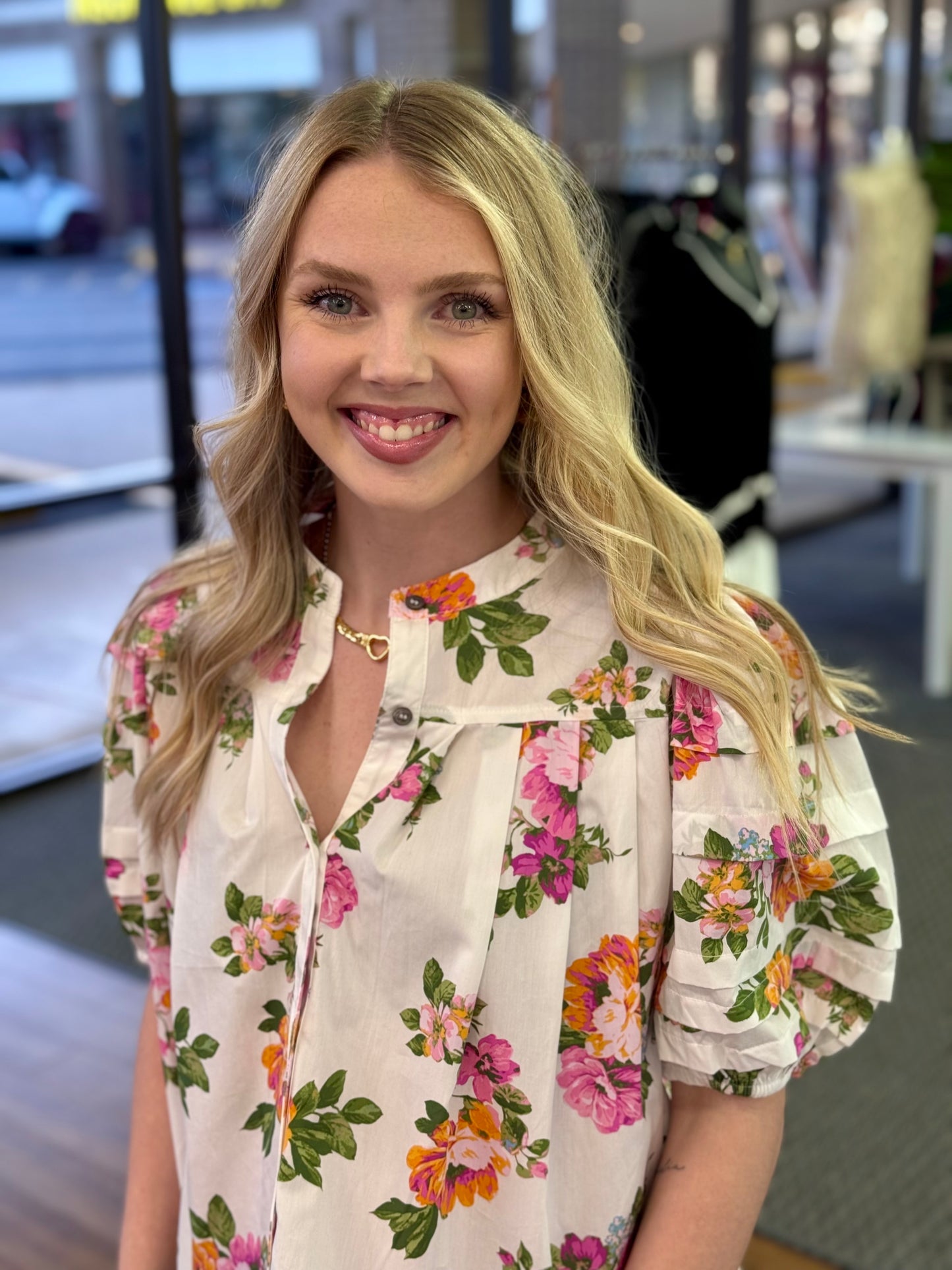 Megan Floral Puff Sleeve Blouse