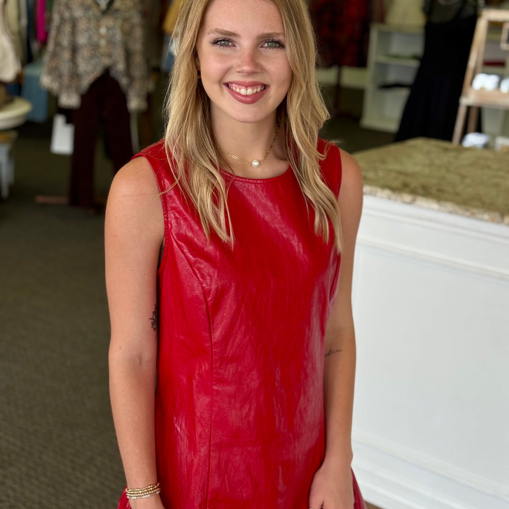 Ruby Red Leather Dress