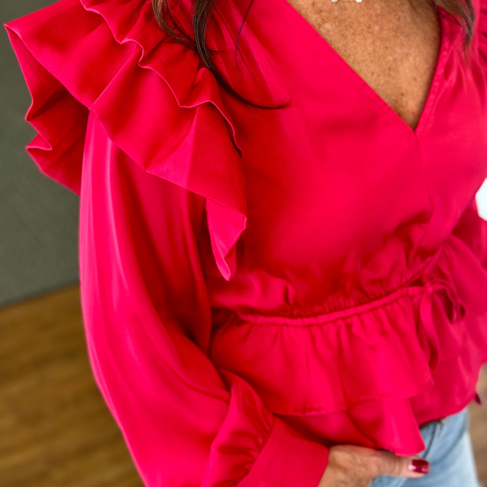 Anne Ruffle Satin Top