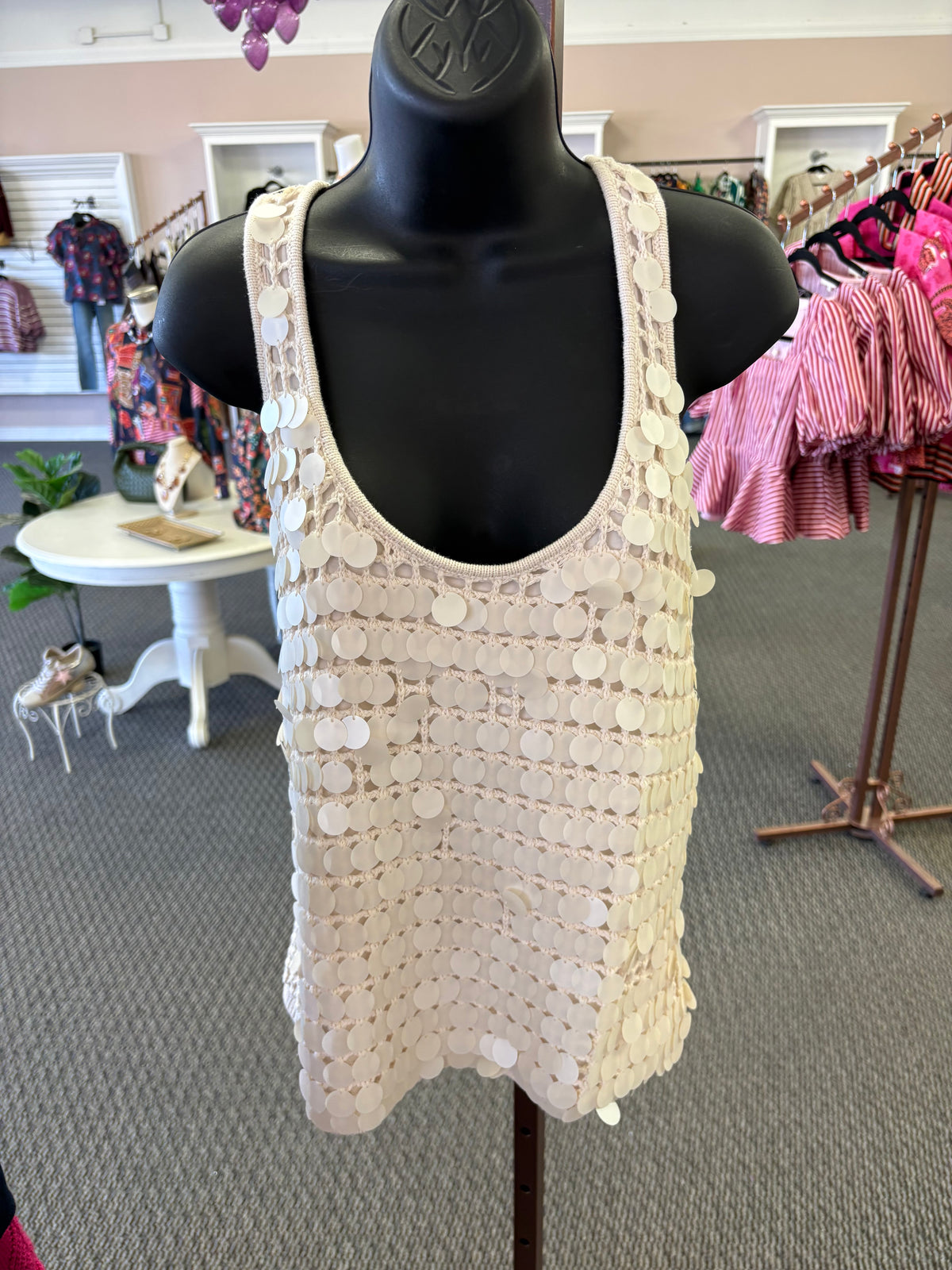 Tatum Ivory Sequin Tank