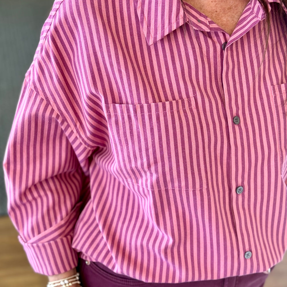 Adrianna Lilas Stripe Top
