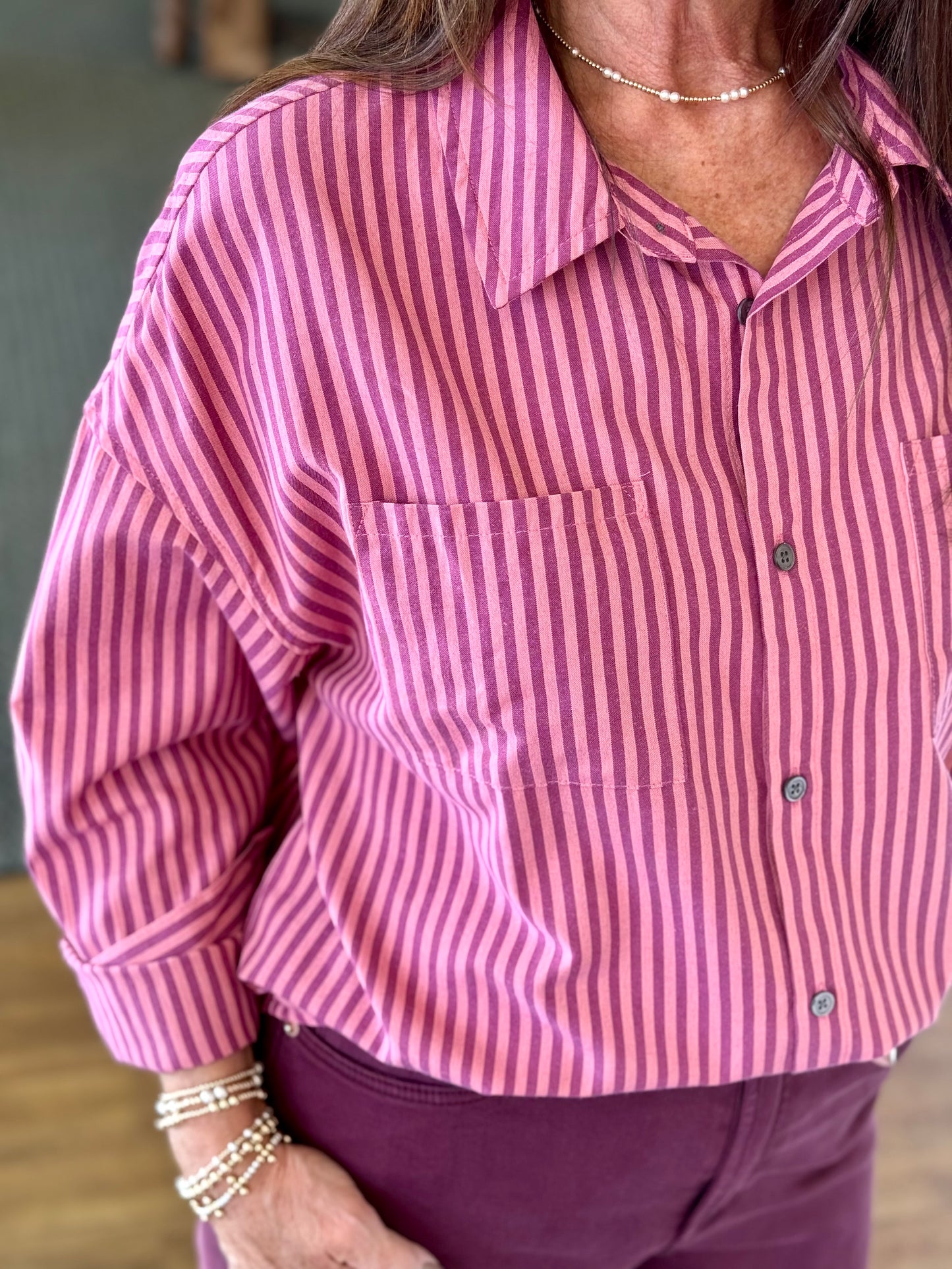 Adrianna Lilas Stripe Top