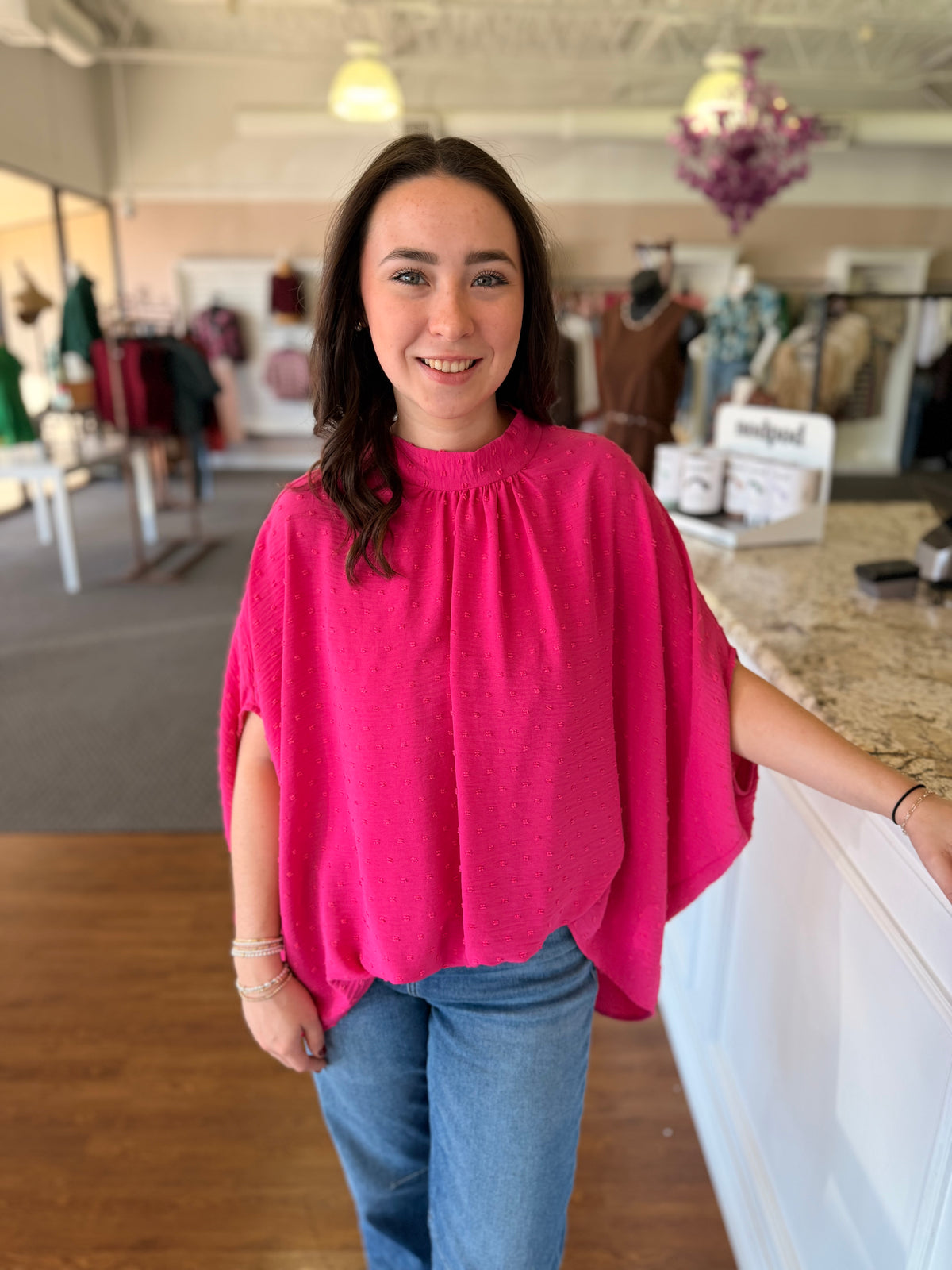 Tinsley Textured Poncho Top – Fuchsia 💕