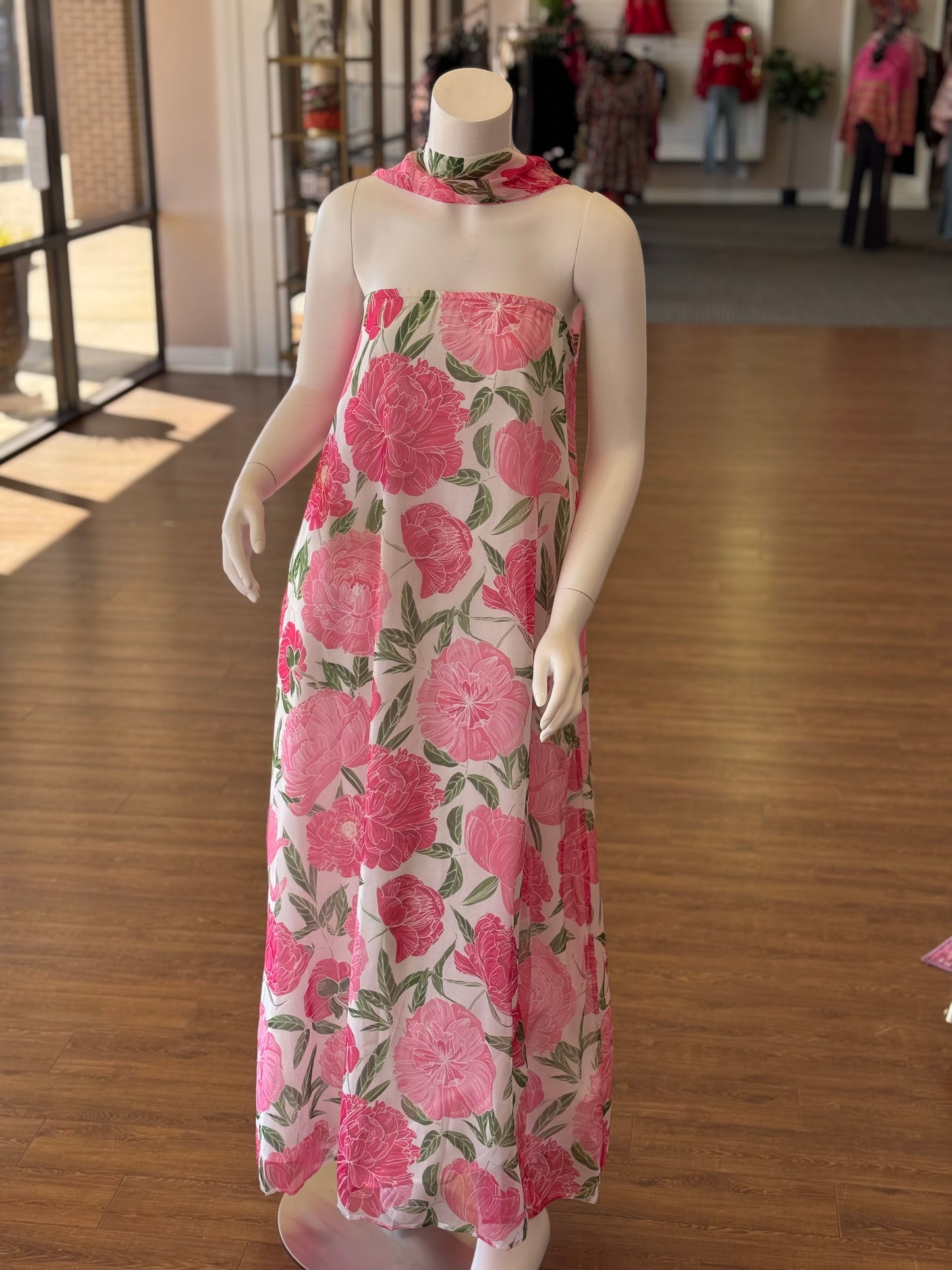 Blush Bloom Halter Maxi Dress