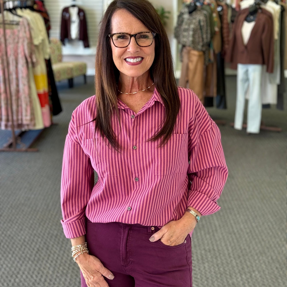 Adrianna Lilas Stripe Top