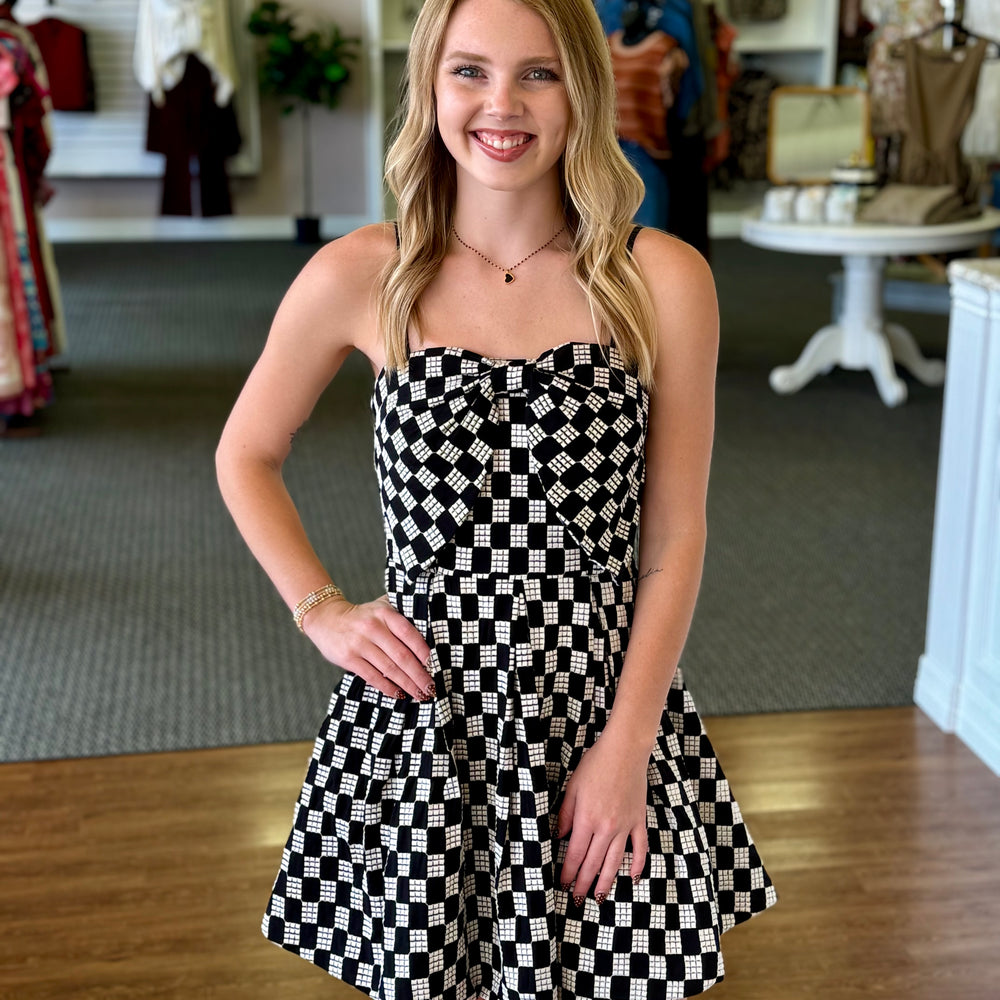 Midnight Weave Bow Dress