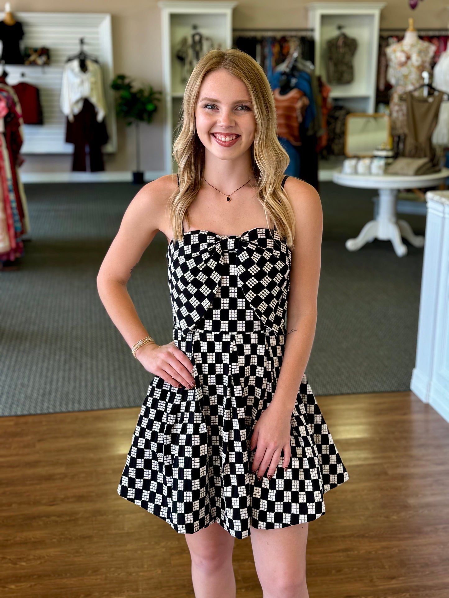 Midnight Weave Bow Dress