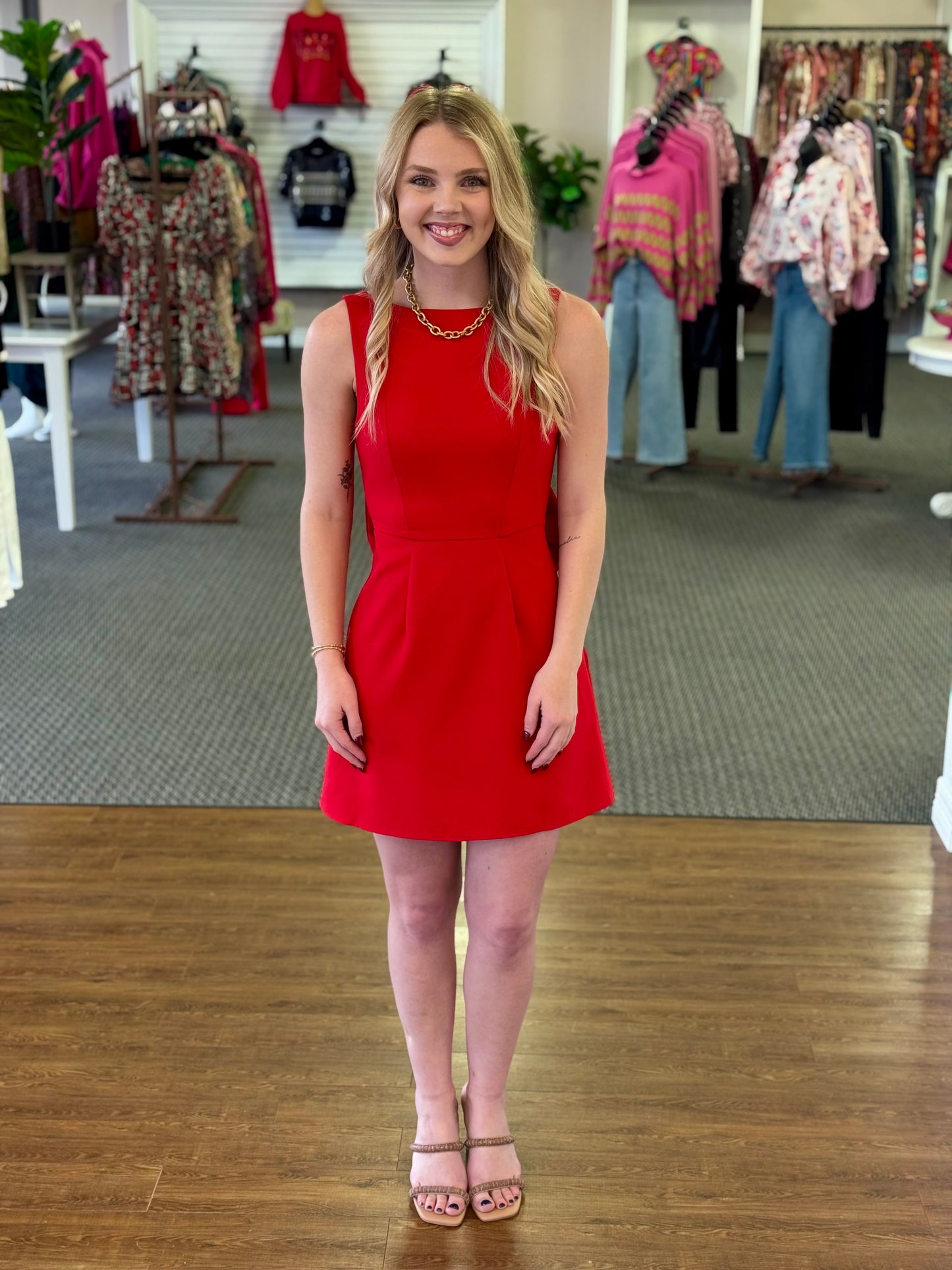 Red Bow Back Mini Dress