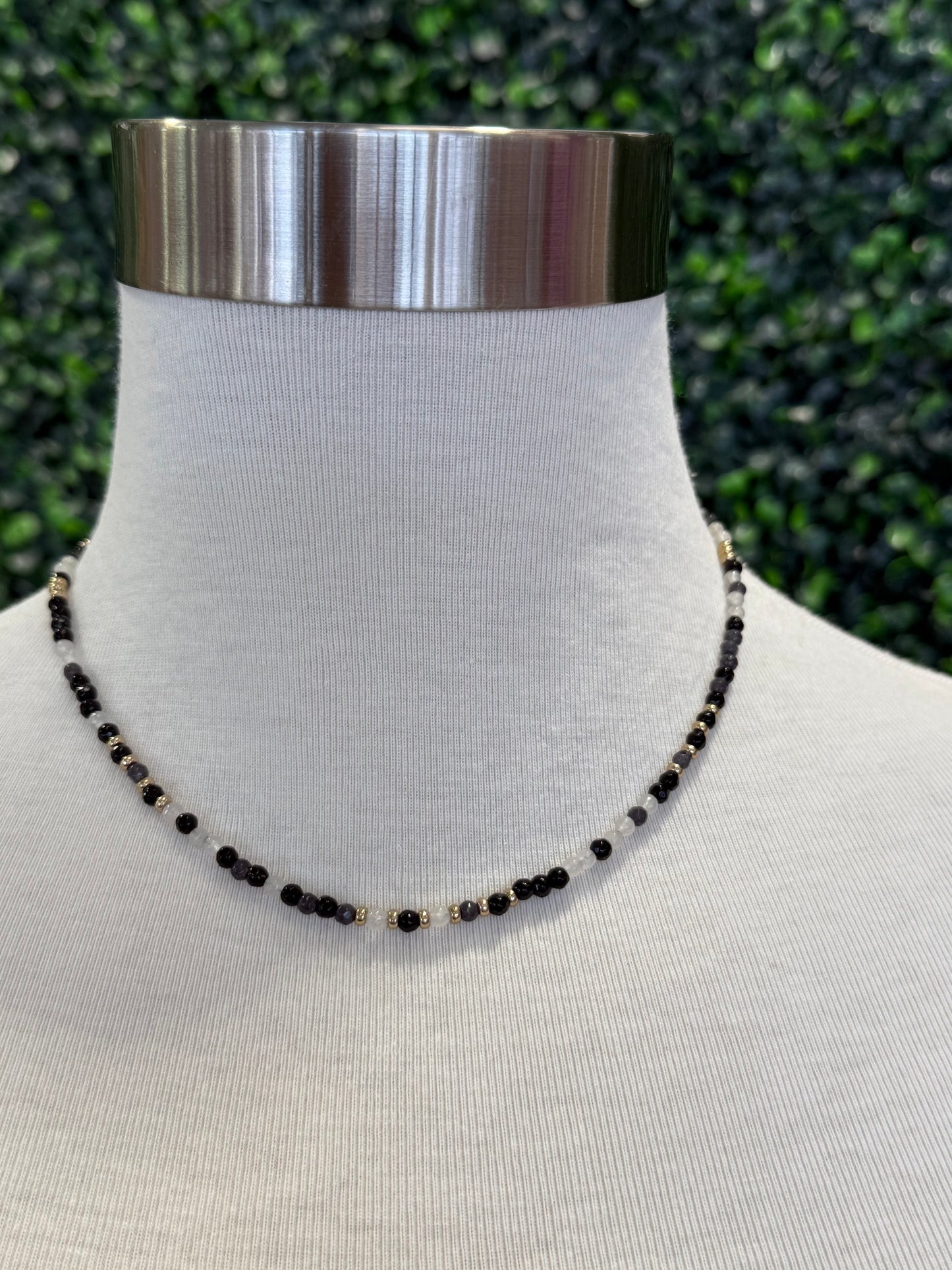 Black White Bead Necklace