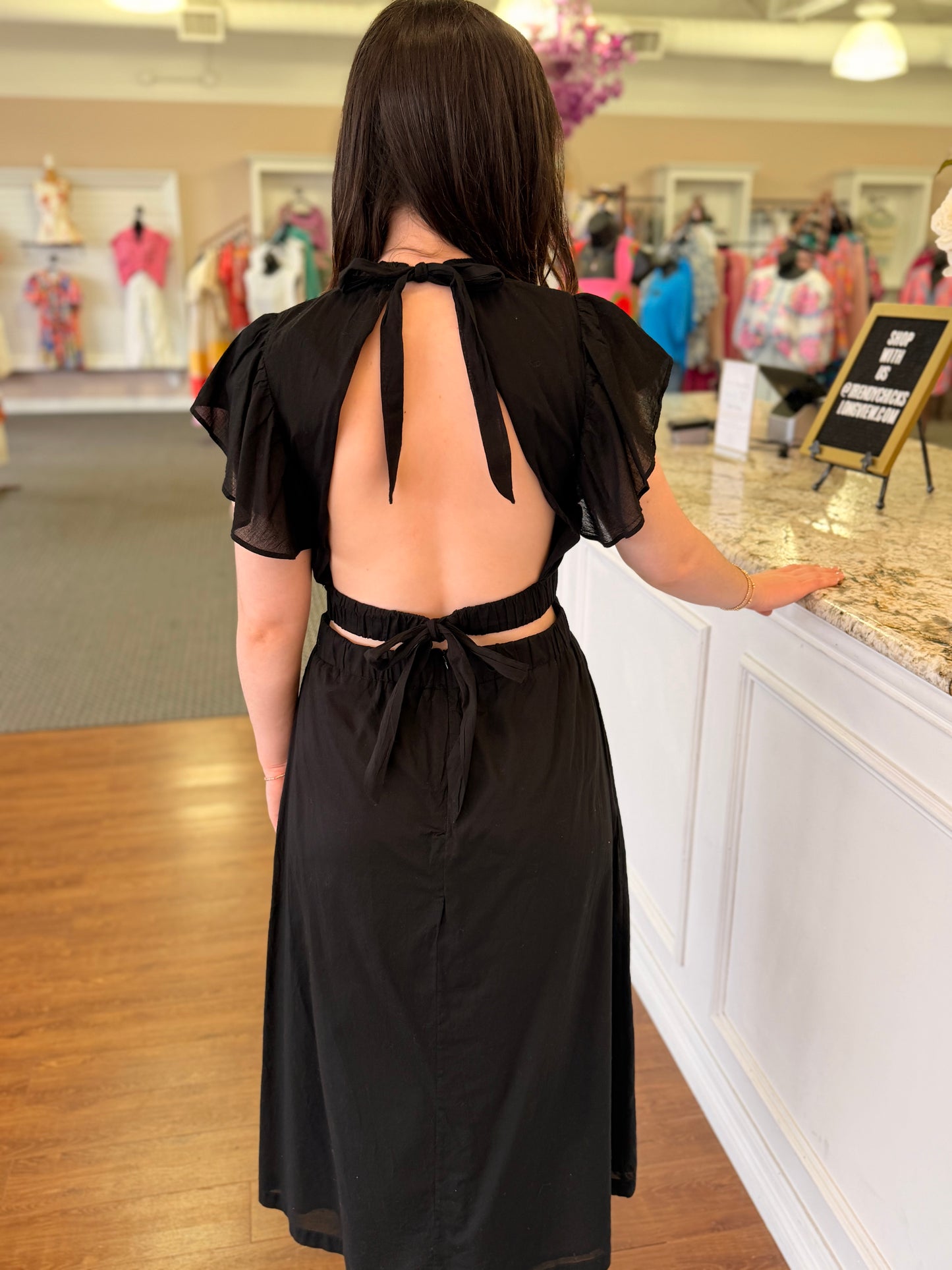trendy black dress Velvi - Elena Off-the-shoulder Maxi Dress - Black