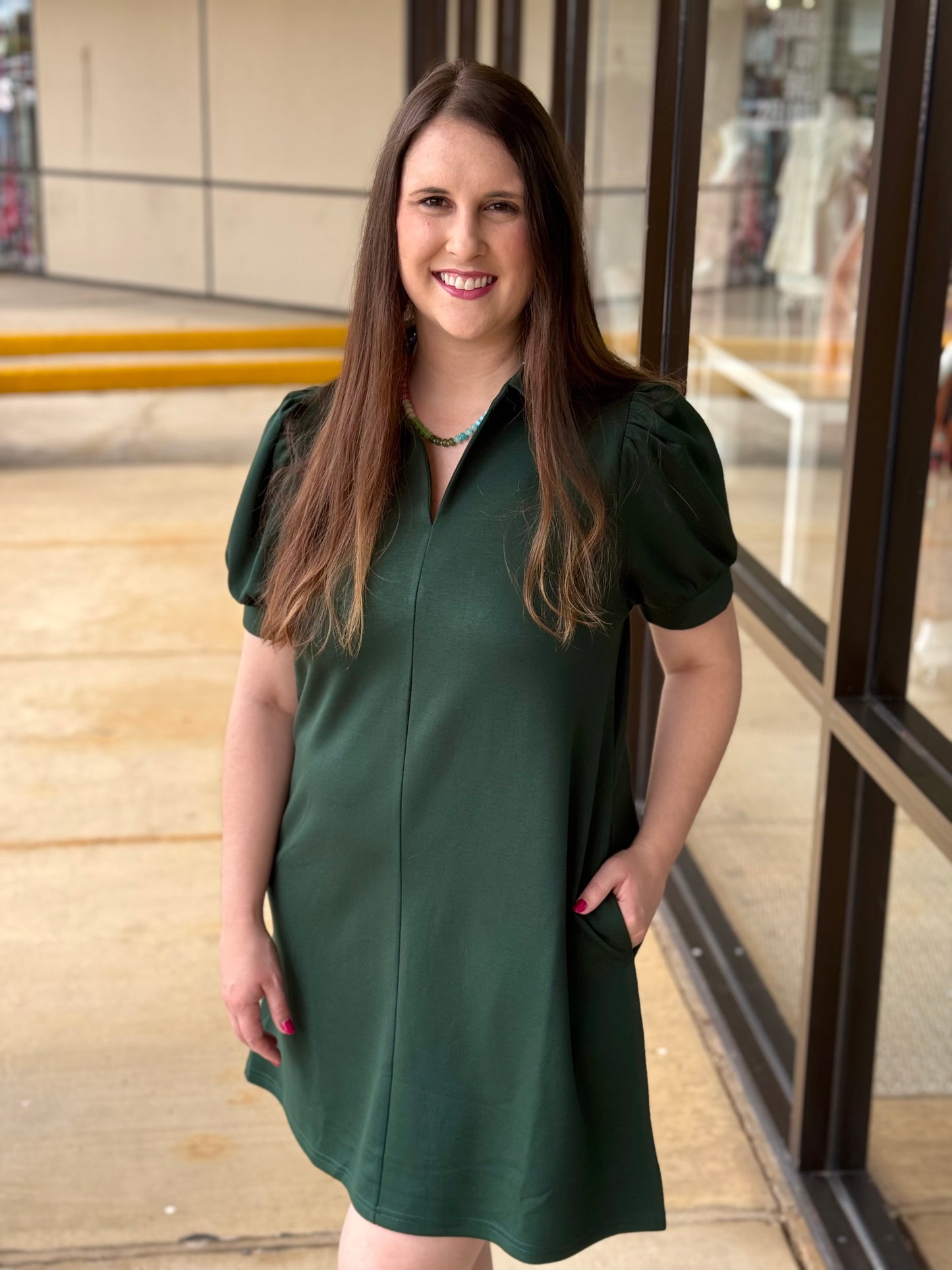 Emerald Green Puff Sleeve Dress | Chic & Versatile Trendy Chicks | TREND Emerald Green Puff Sleeve Dress | Chic & Versatile Trendy Chicks | TREND