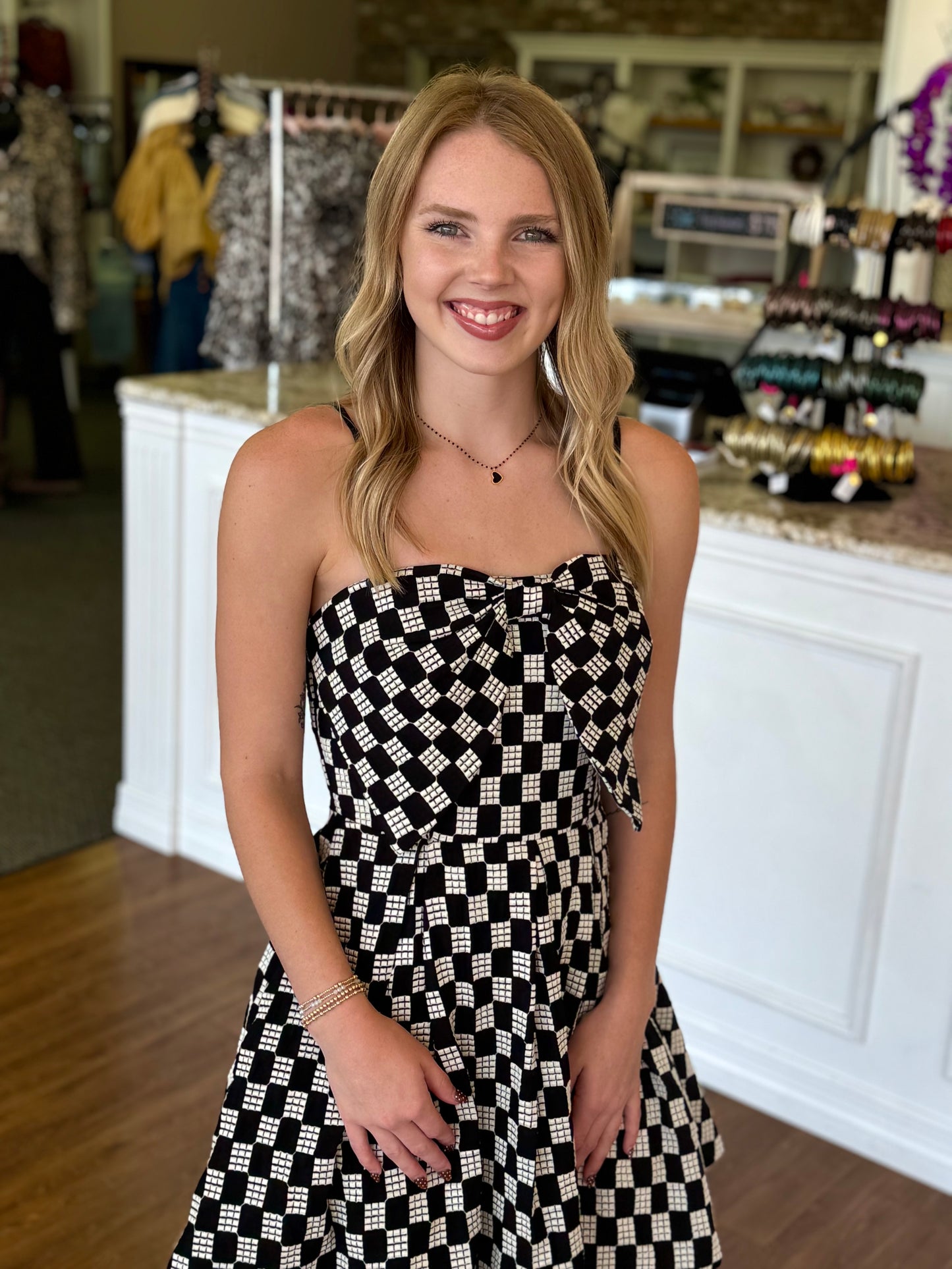 Midnight Weave Bow Dress