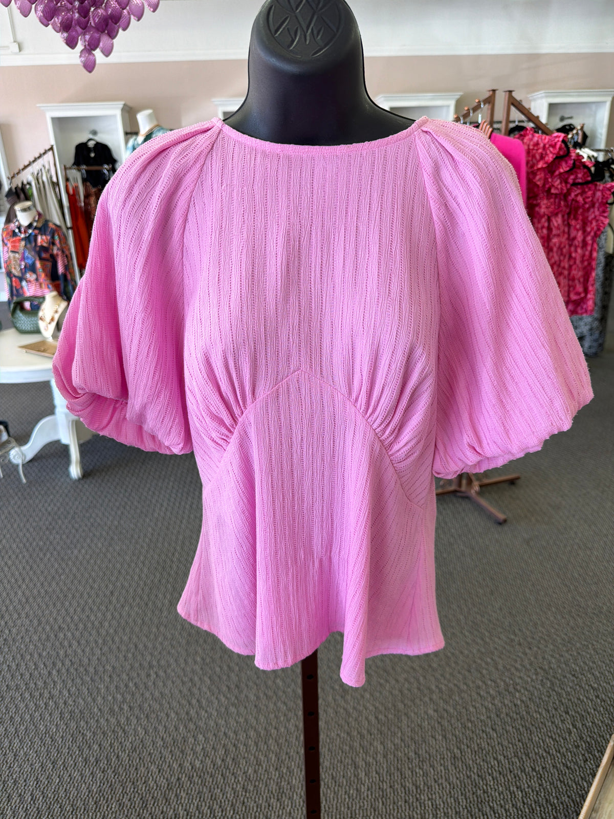 Kinsley Pink Flutter Sleeve Top
