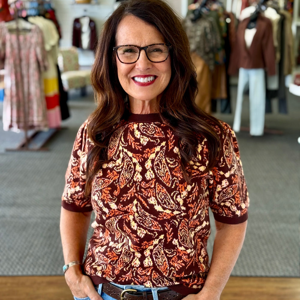 Intarsia Paisley Sweater