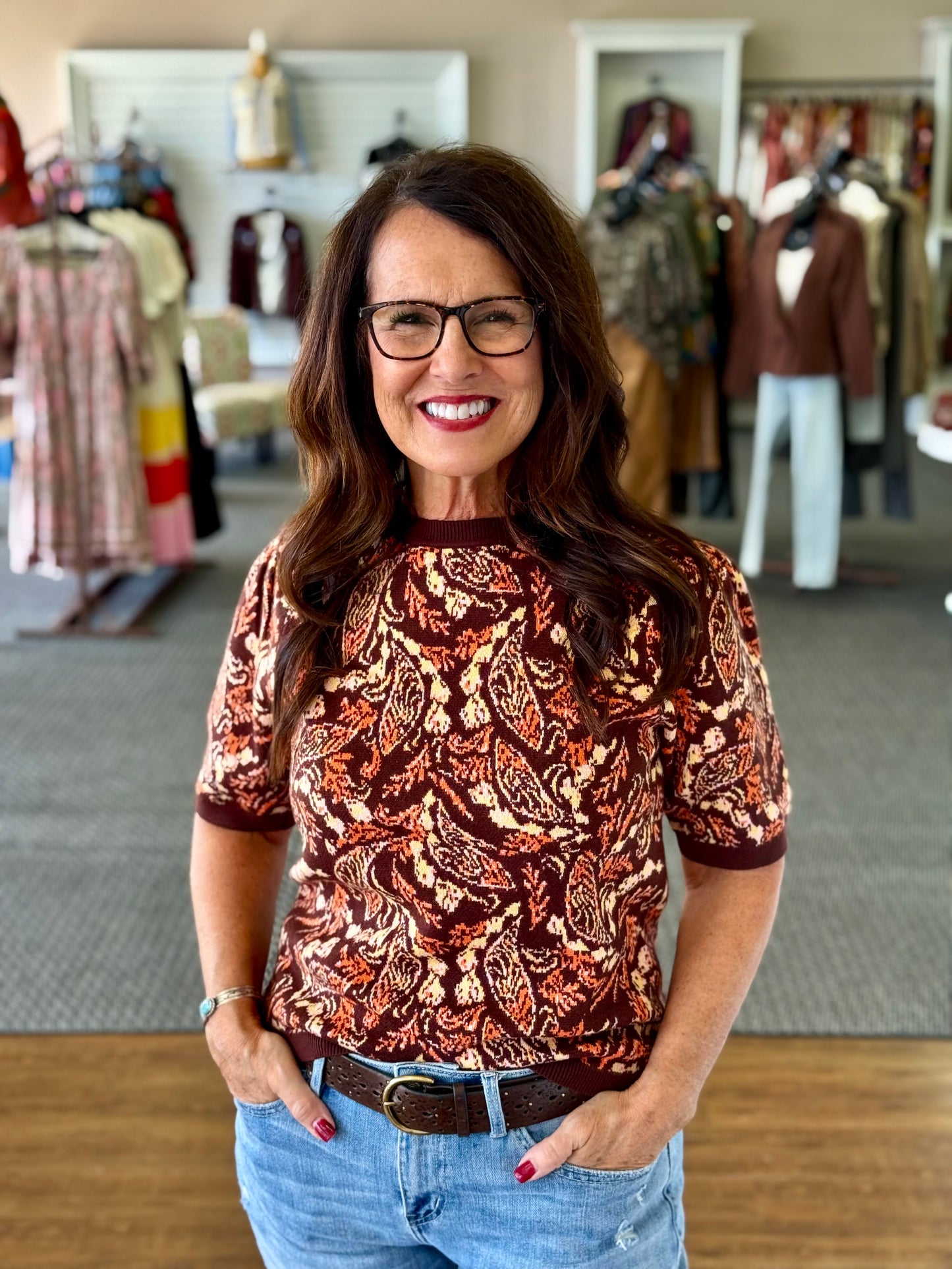 Intarsia Paisley Sweater