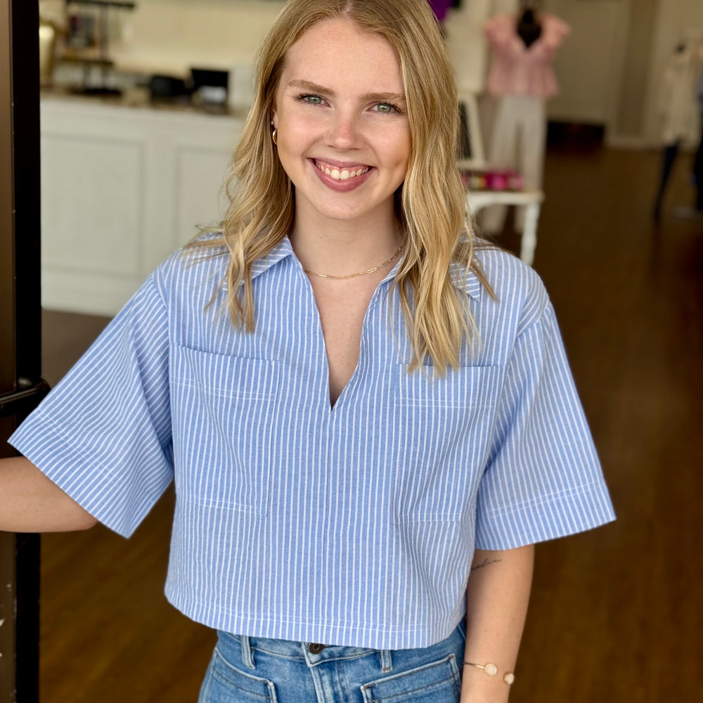 Cerulean Stripe Top