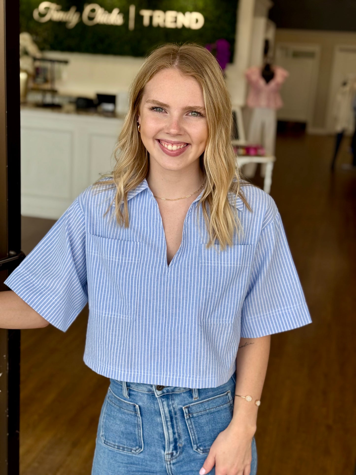 Cerulean Stripe Top