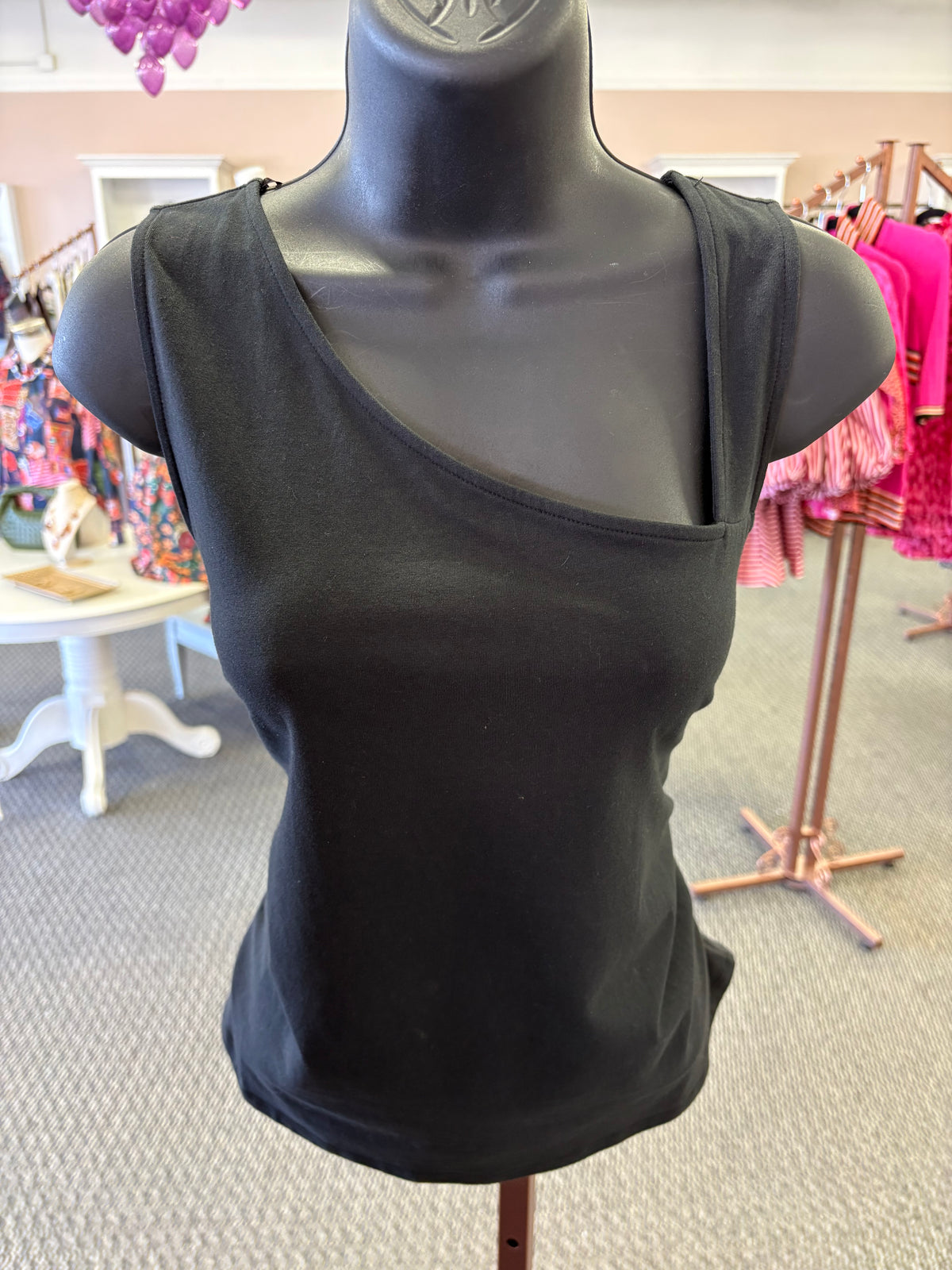 Brenna Black Asymmetrical Tank