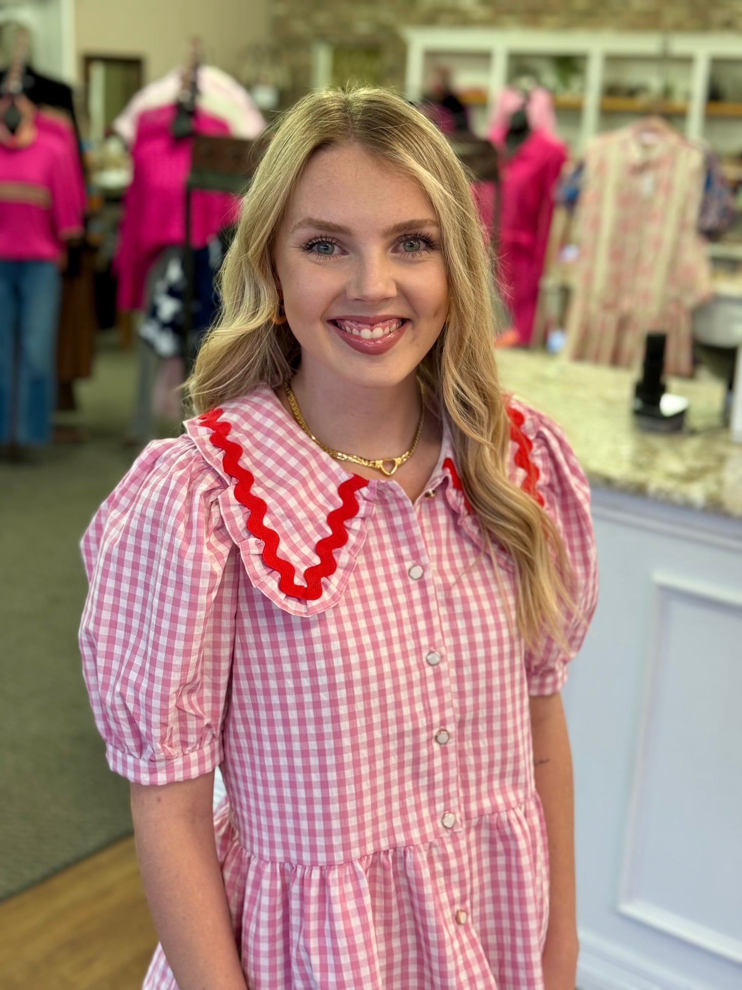 Sweetheart Gingham Babydoll Top