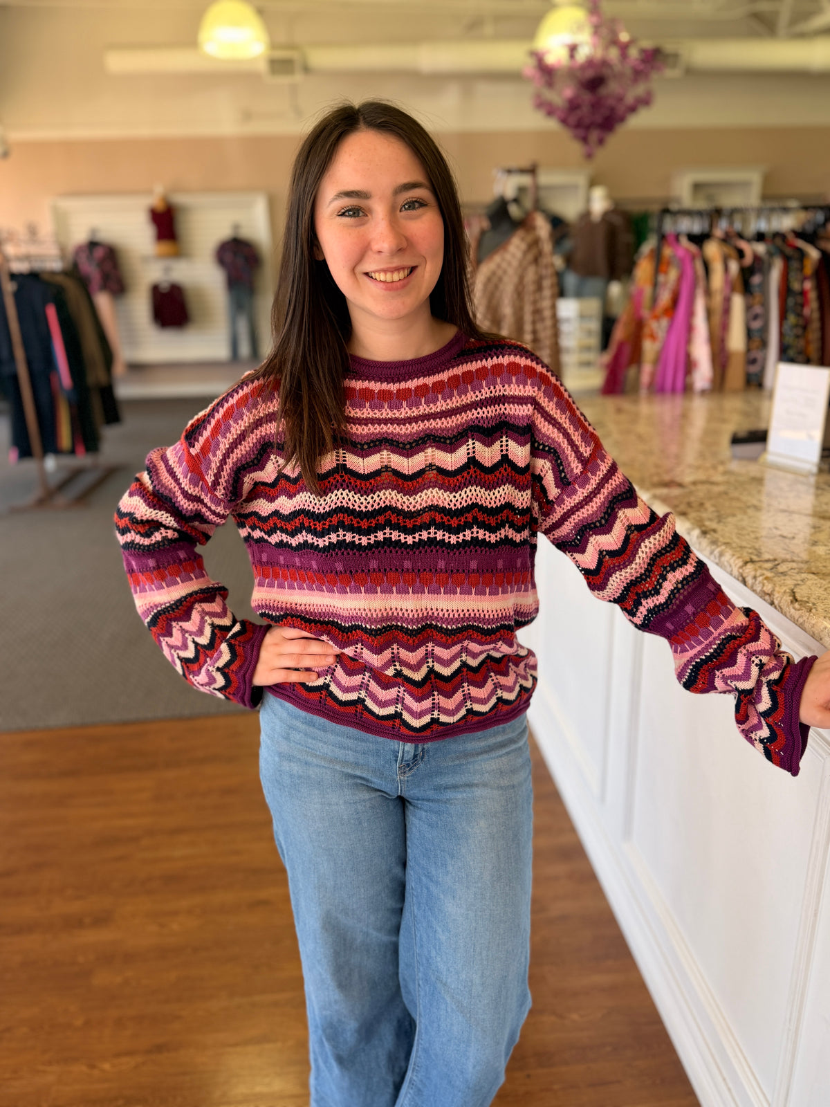 Brinley Crochet Stripe Sweater