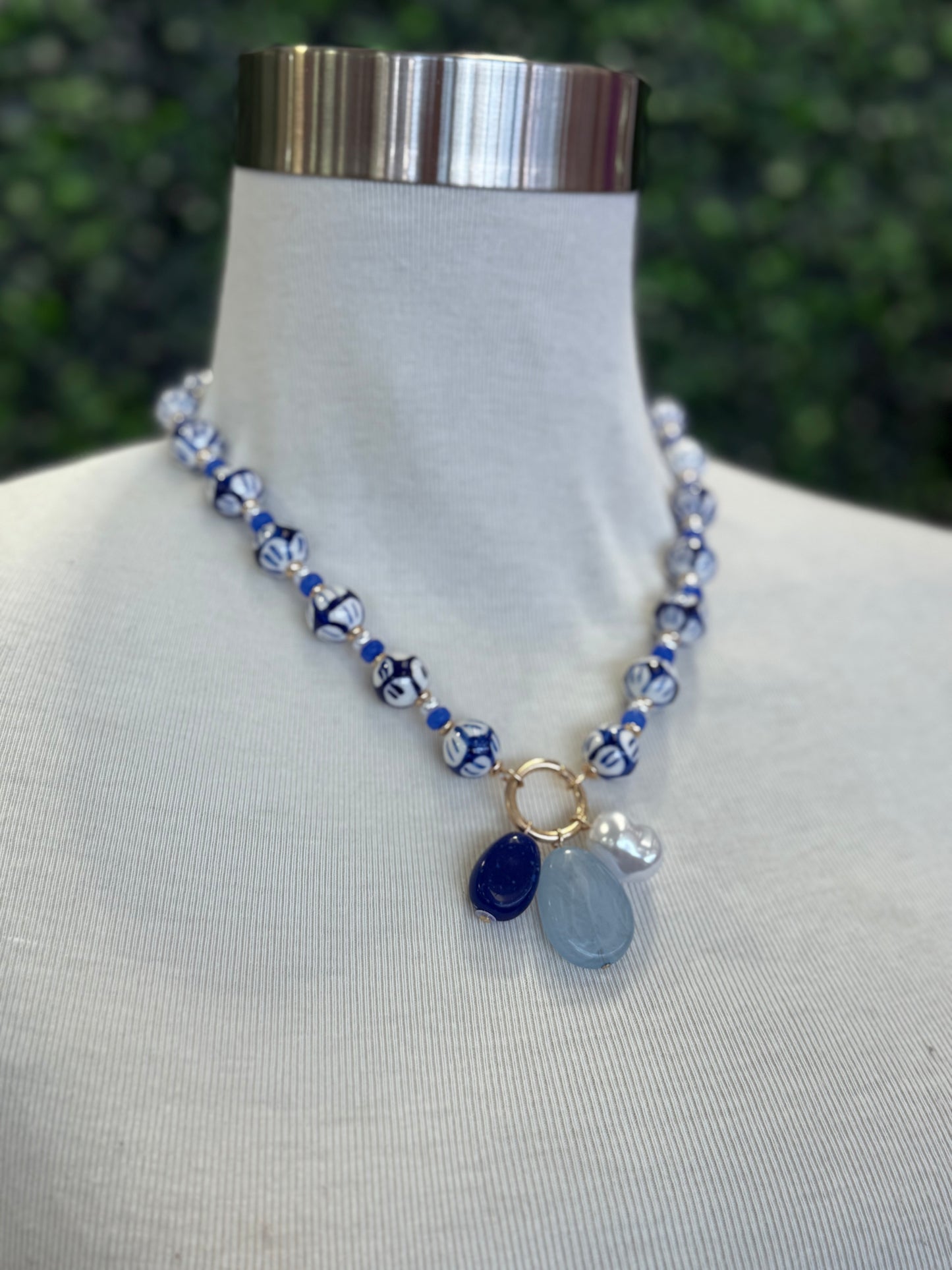 Blue and white charm Necklace