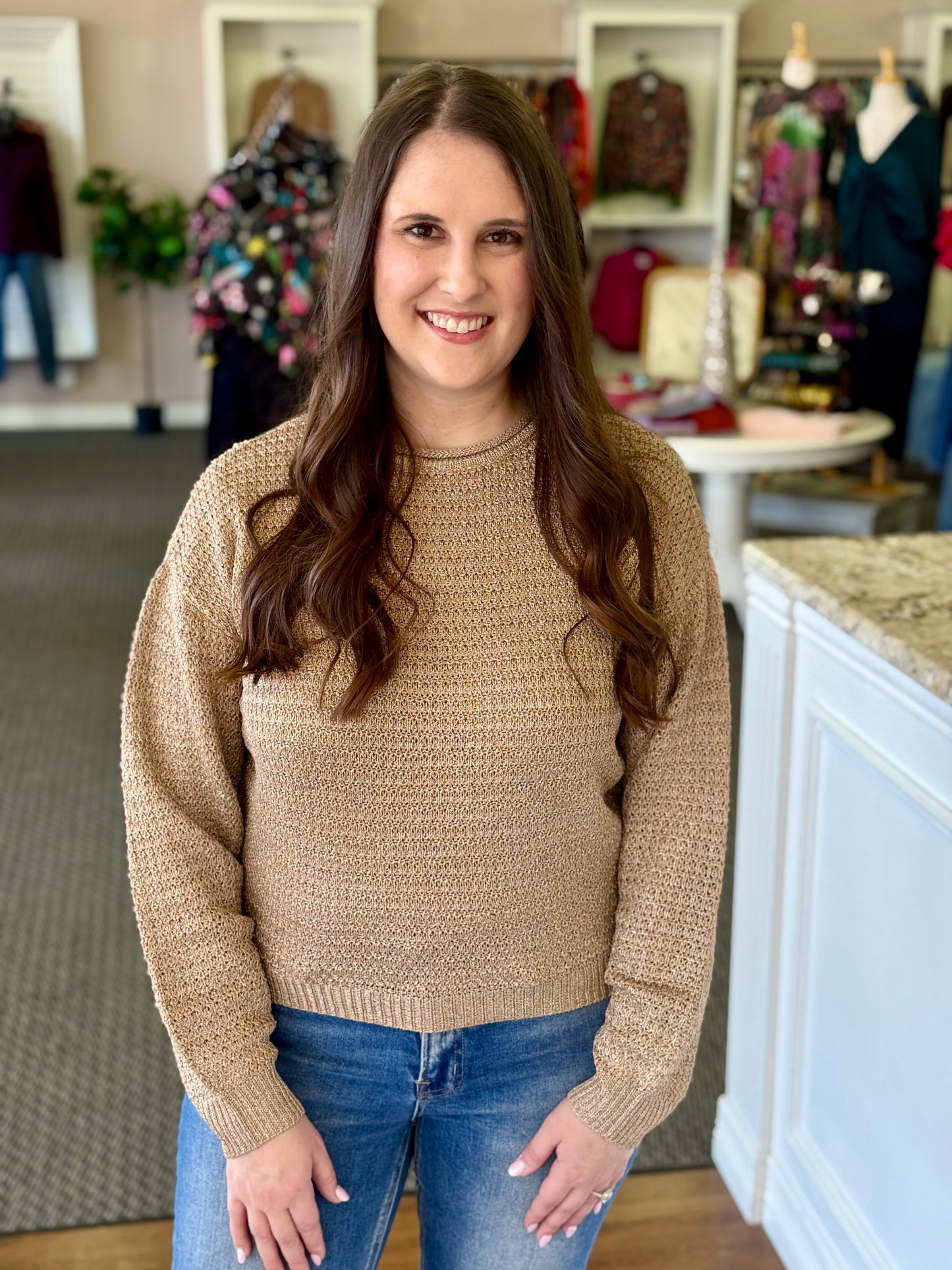 Metallic Mesh Luxe Knit Sweater