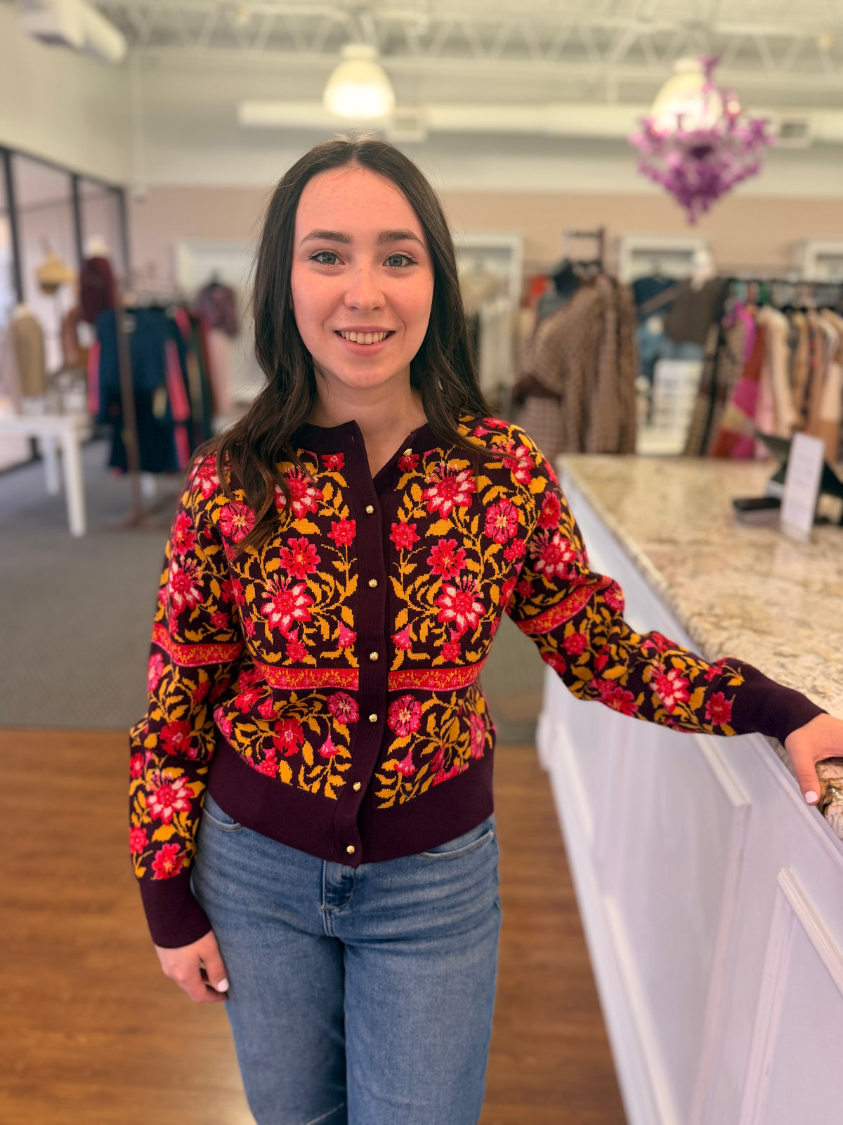 Meredith Cardigan-Golden Floral